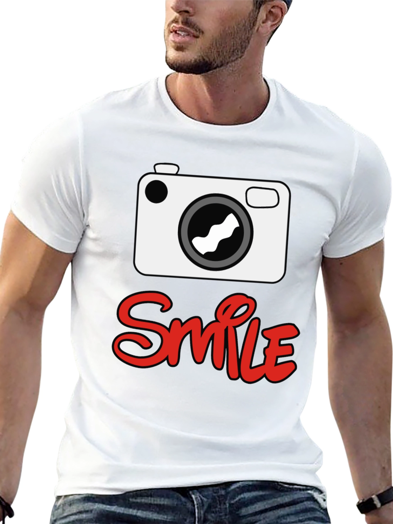 Smile Camera Graphic Print T-Shirt