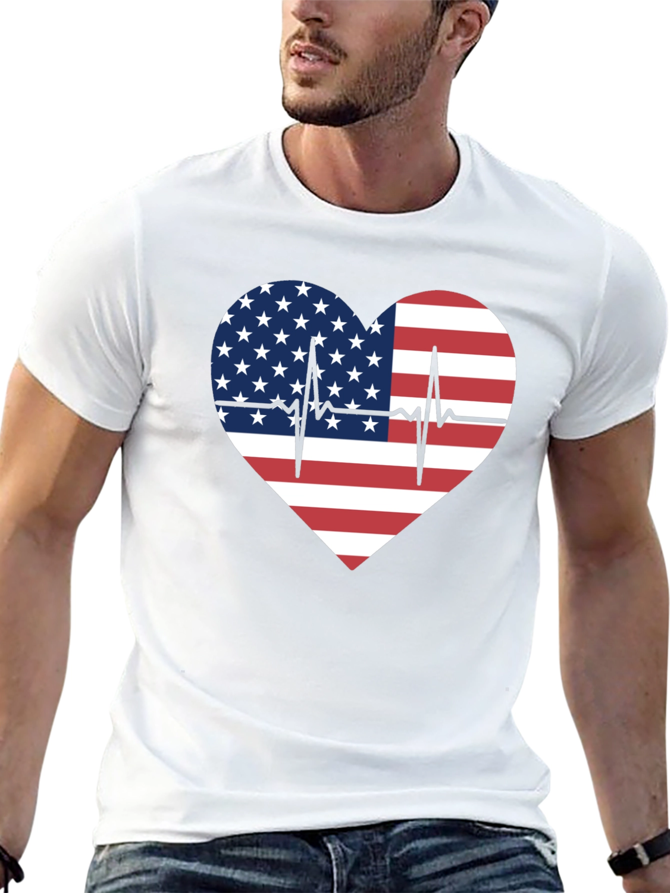 American Flag Heartbeat T-Shirt