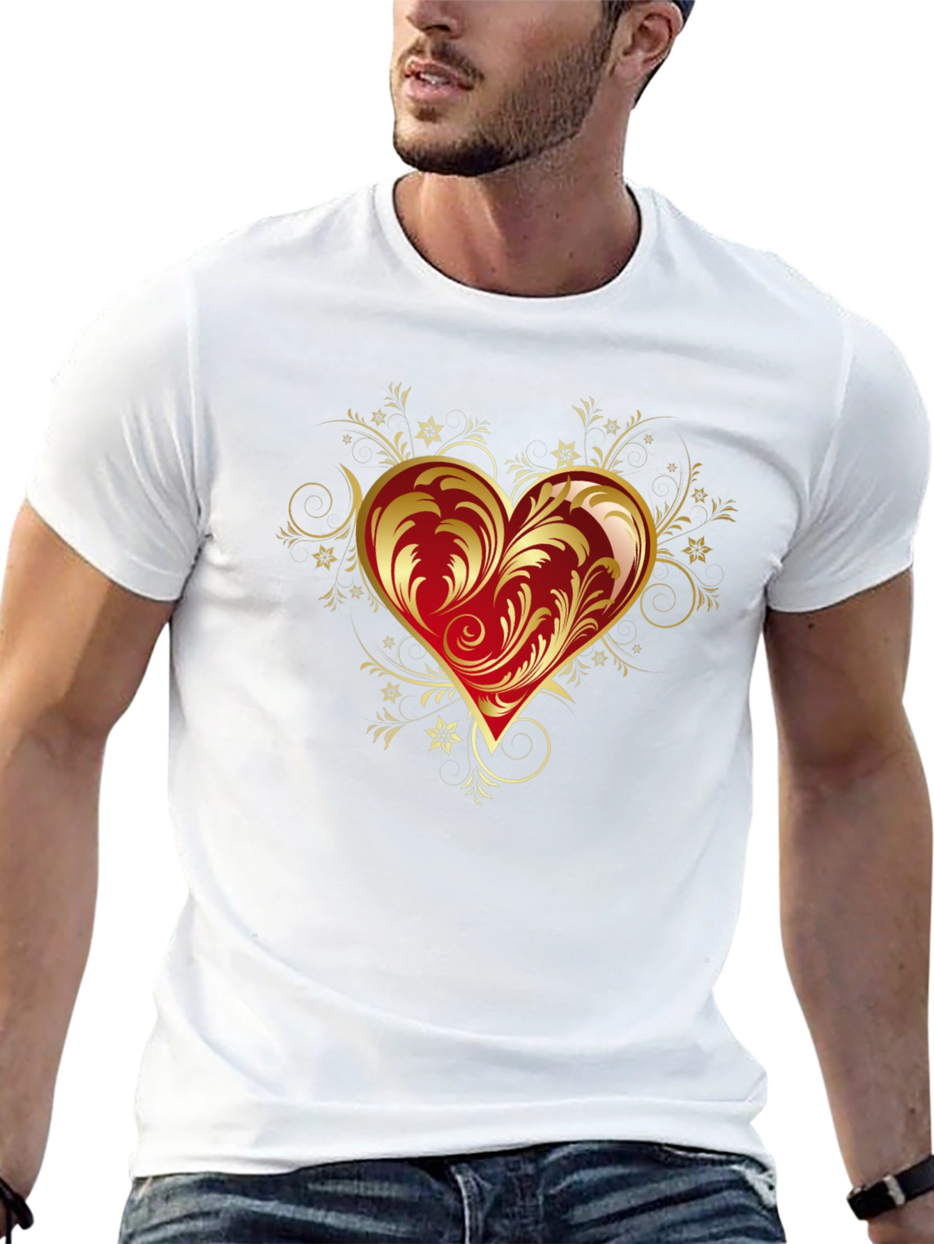 Elegant Heart Graphic Black T-Shirt