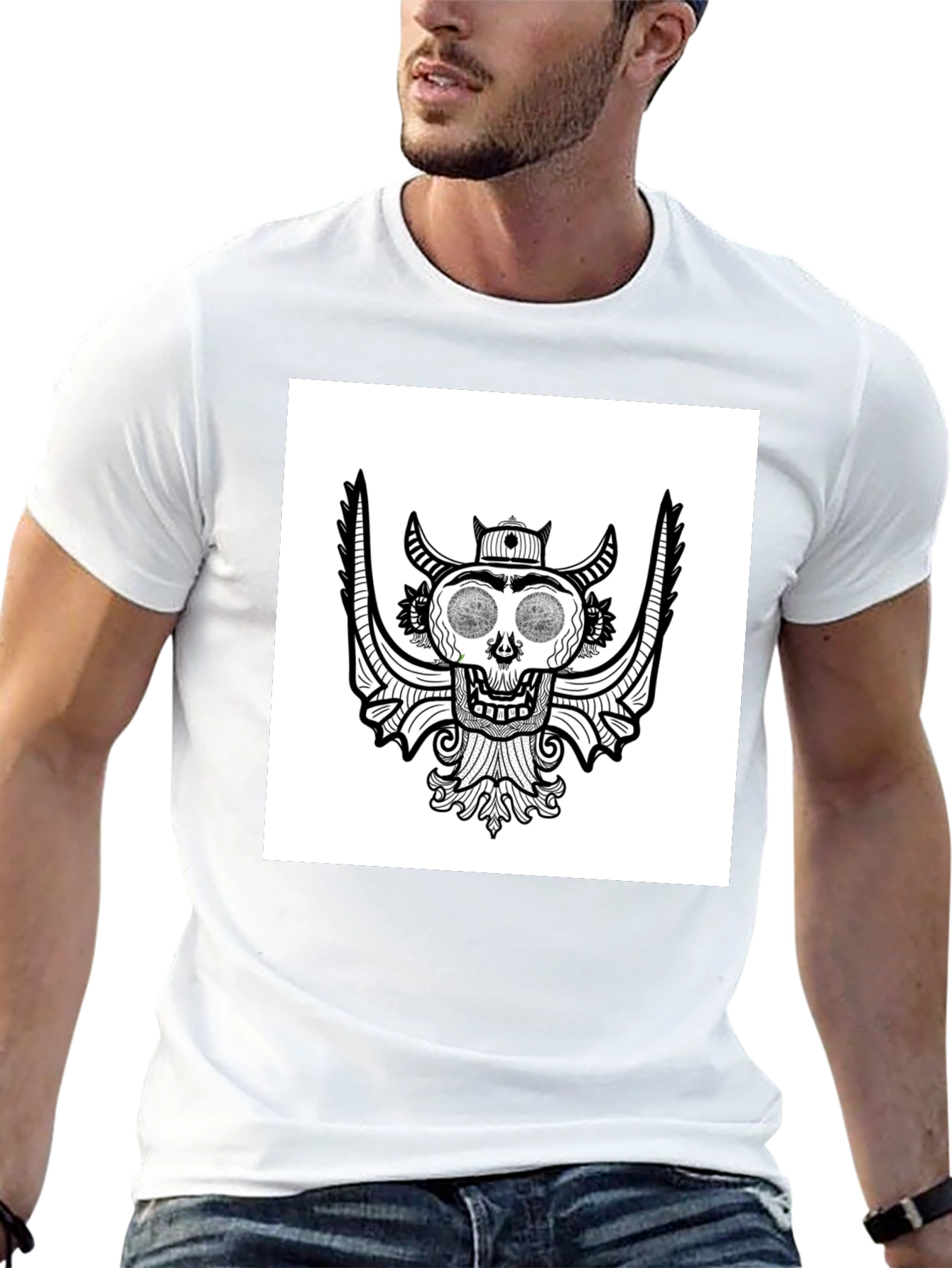 Skull Graphic Tee - Black Cotton T-Shirt