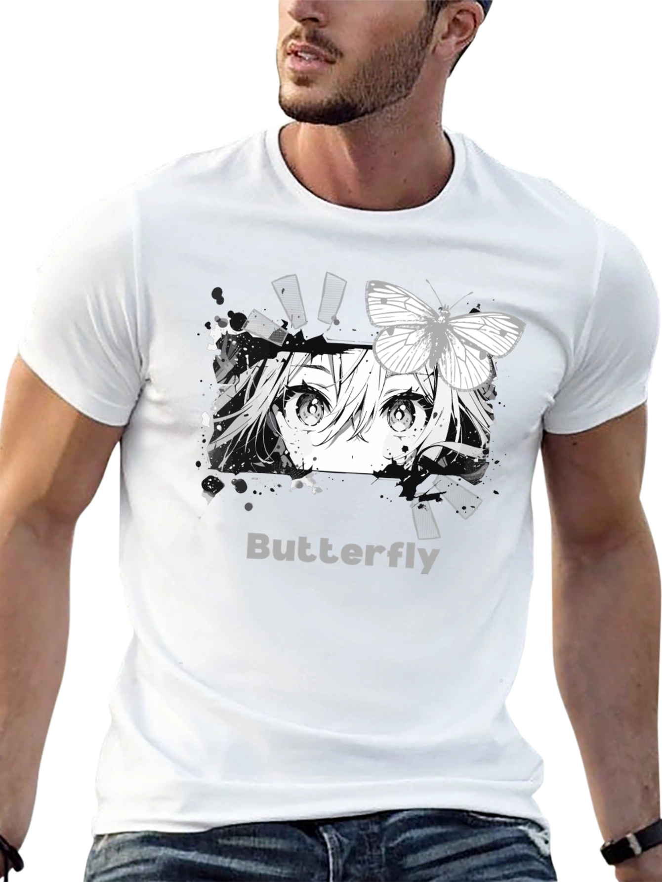 Anime Butterfly Graphic T-Shirt