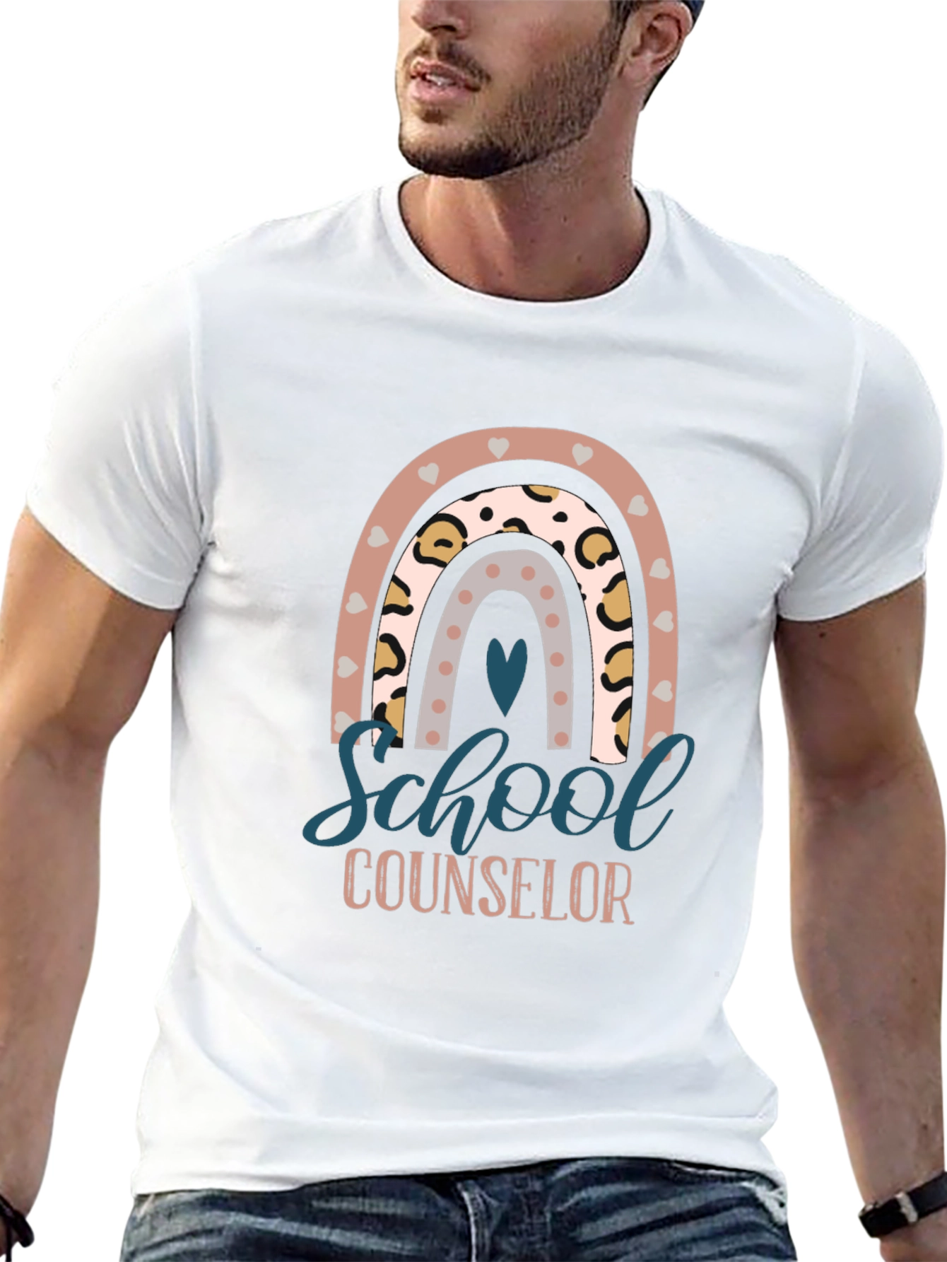 School Counselor Rainbow Graphic T-Shirt
