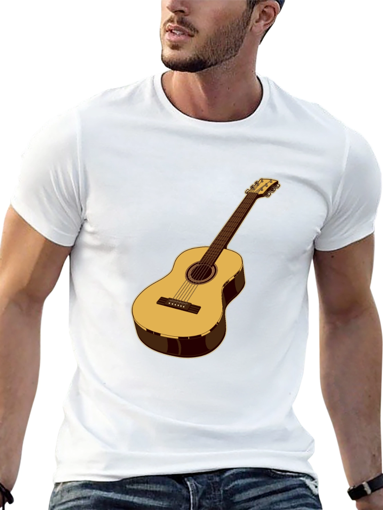 Acoustic Guitar Graphic T-Shirt - Musical Style