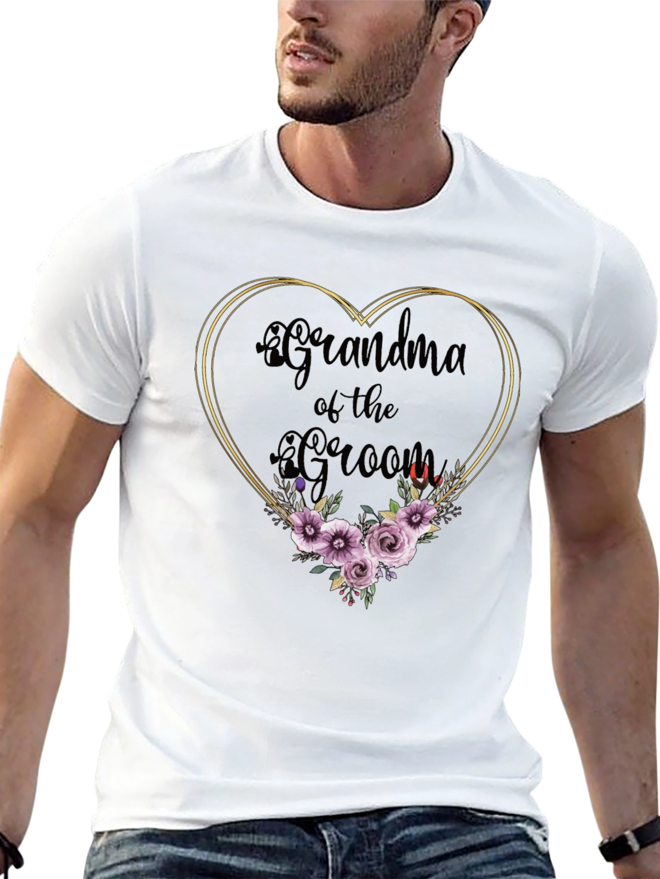 Grandma of the Groom Floral Heart Tee