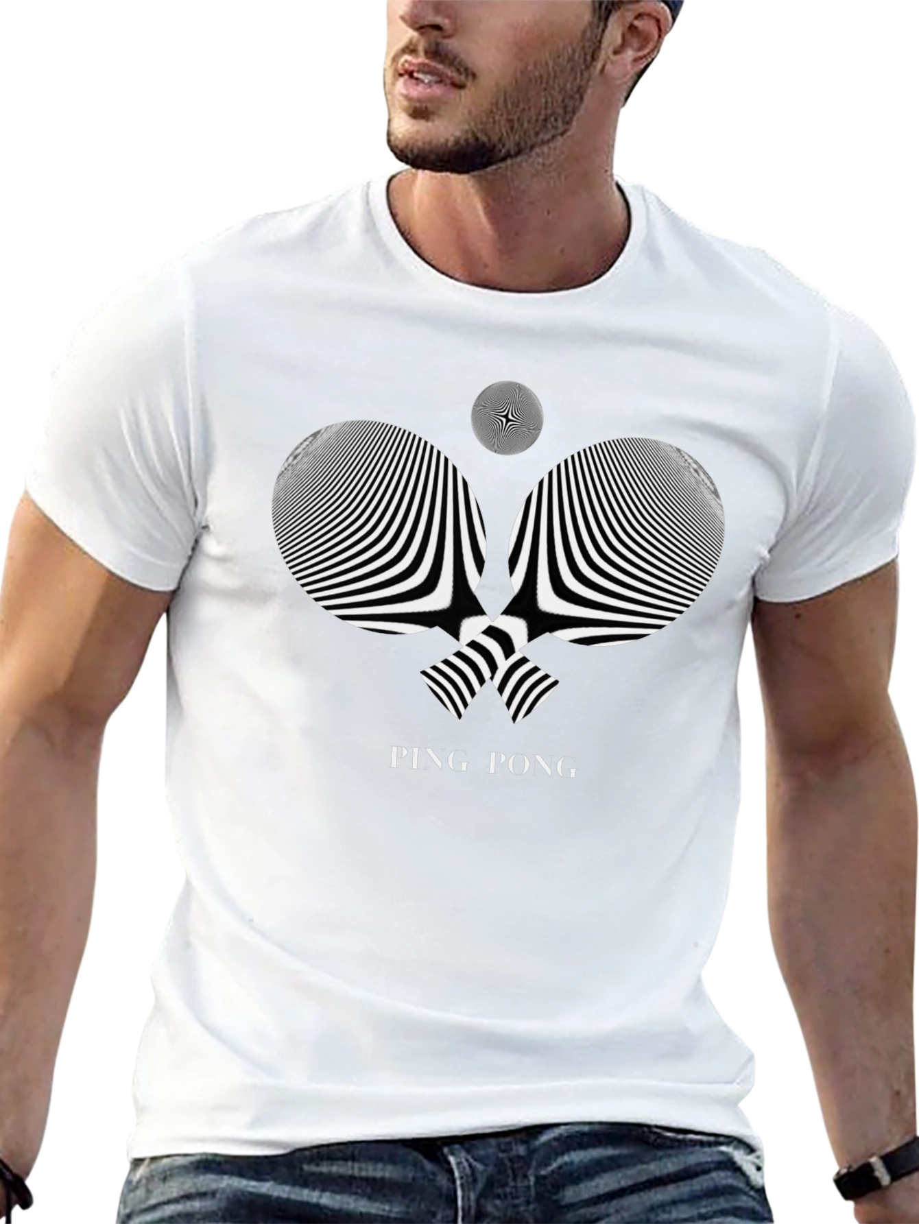 Stylish Ping Pong Graphic Tee - Black Cotton Shirt