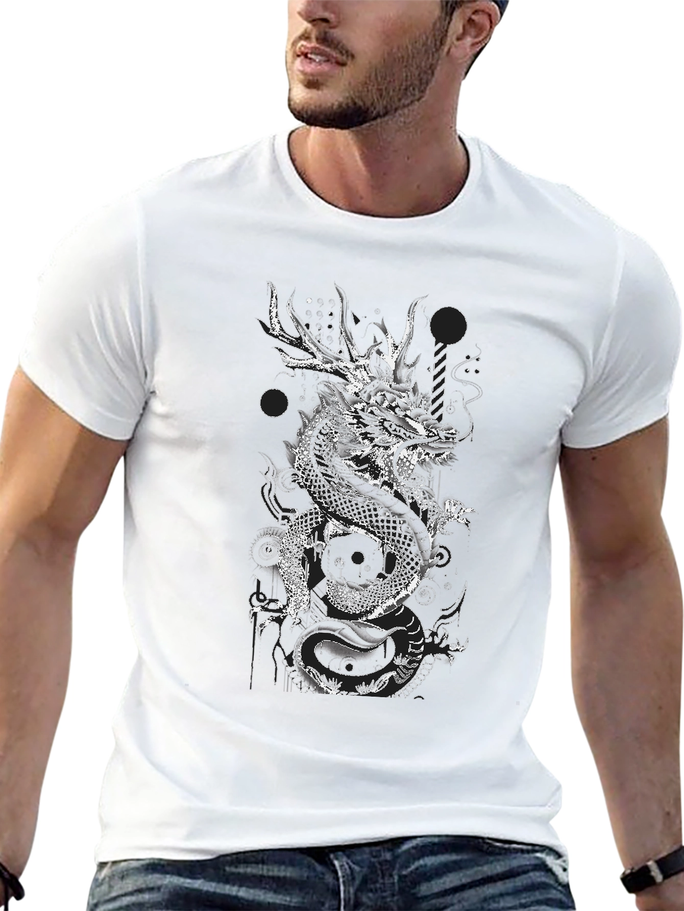 Dragon Graphic Print Black T-Shirt