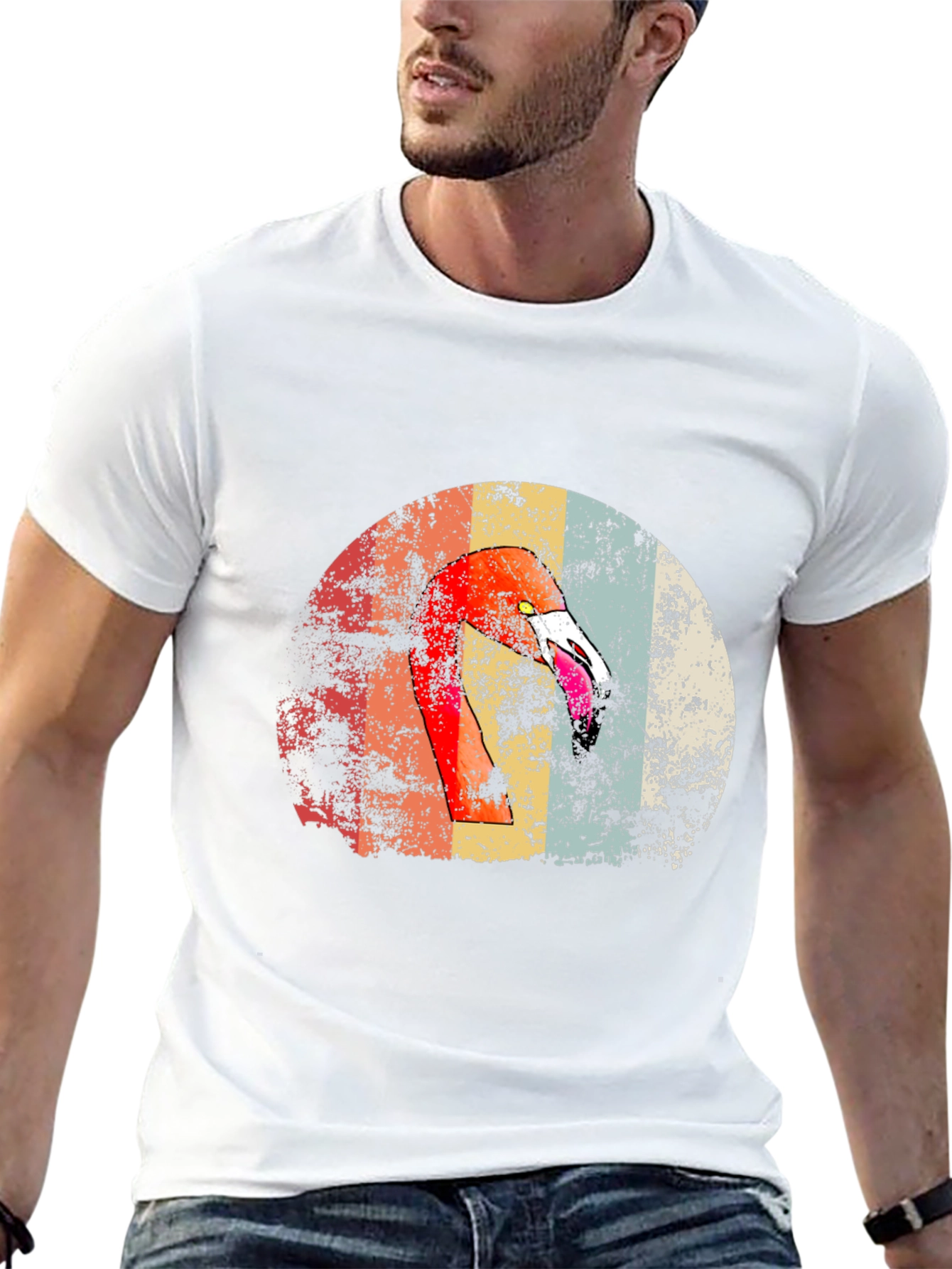 Retro Flamingo Graphic Print Tee