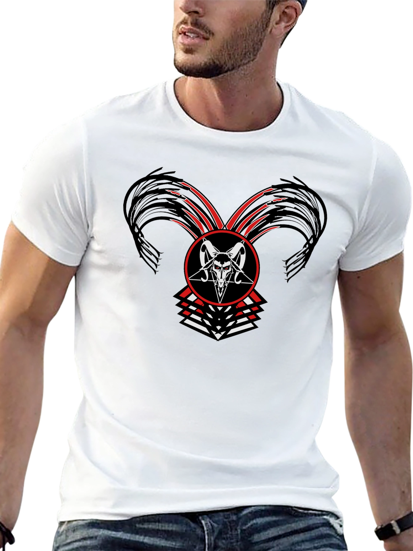 Occult Baphomet Graphic Tee - Black