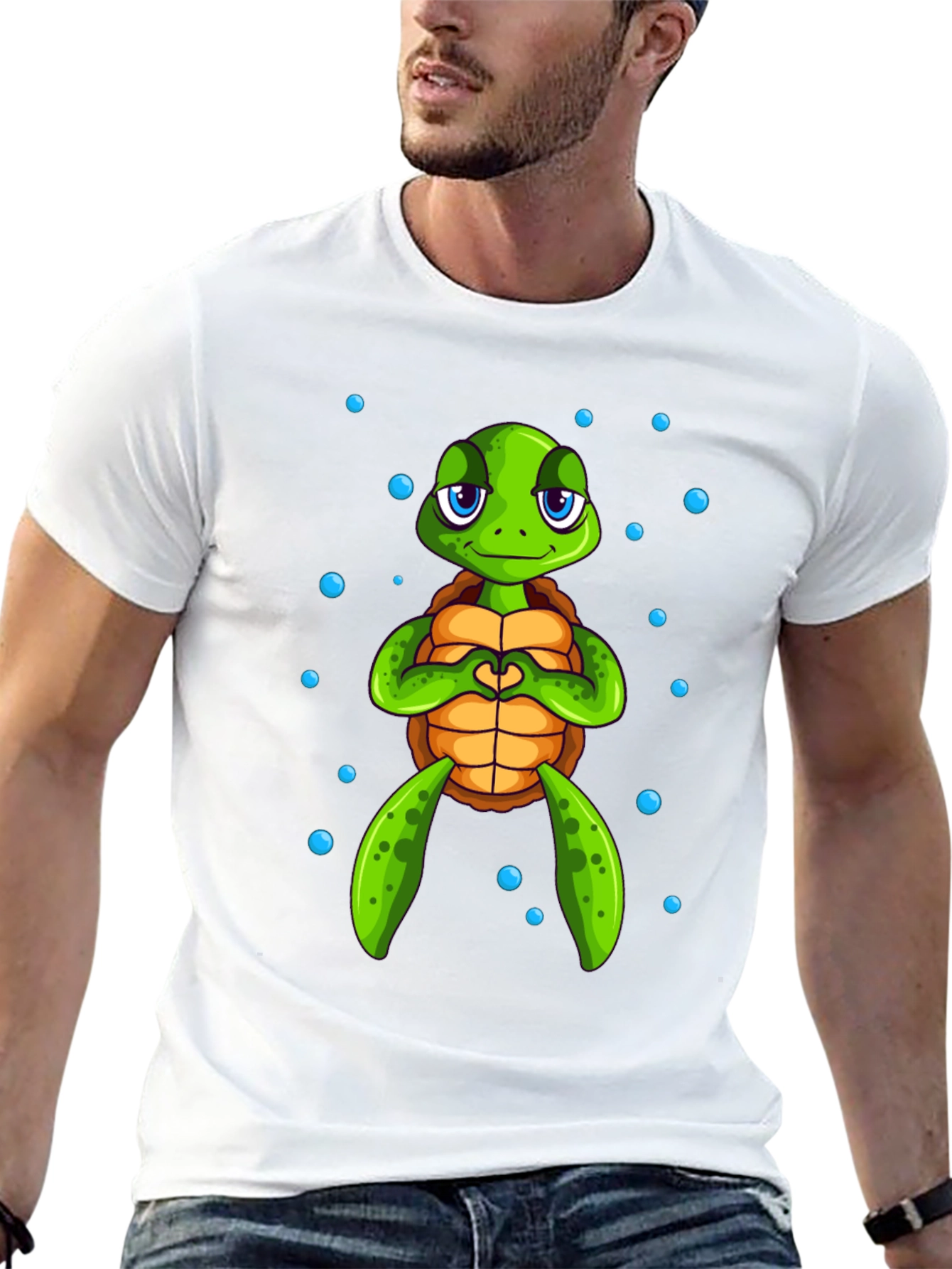 Cute Turtle Heart Hands Graphic Tee