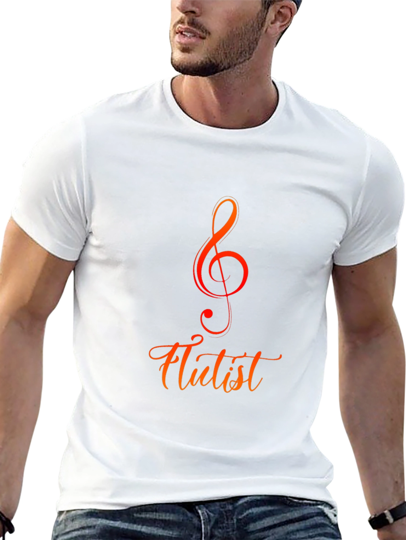 Flutist Music T-Shirt - Treble Clef Tee