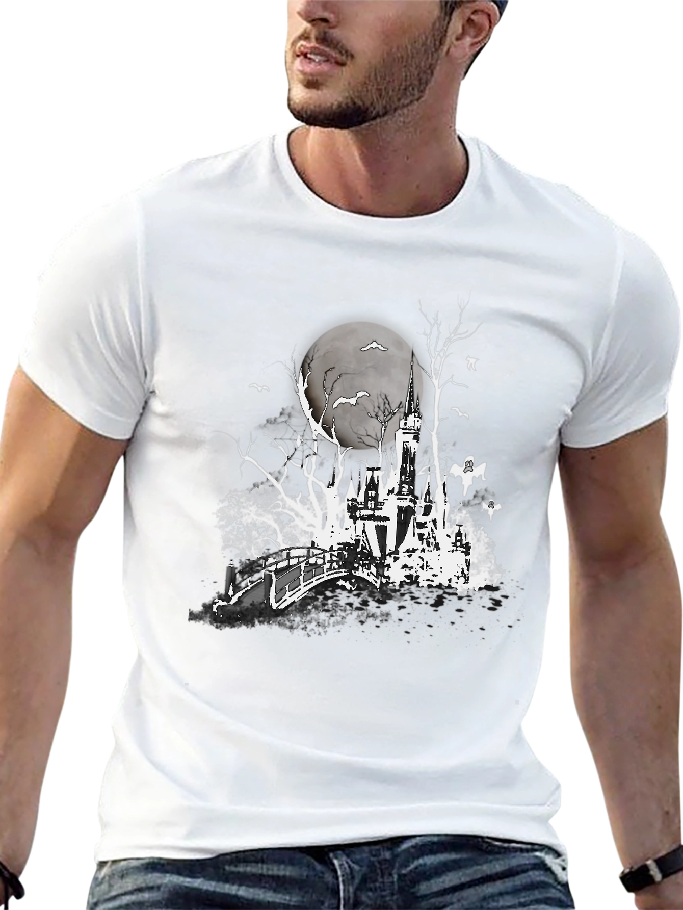 Spooky Castle Graphic Tee - Halloween Shirt
