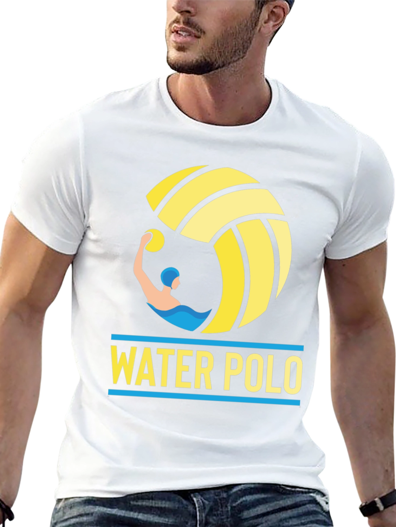 Water Polo Graphic Tee - Black Cotton T-Shirt