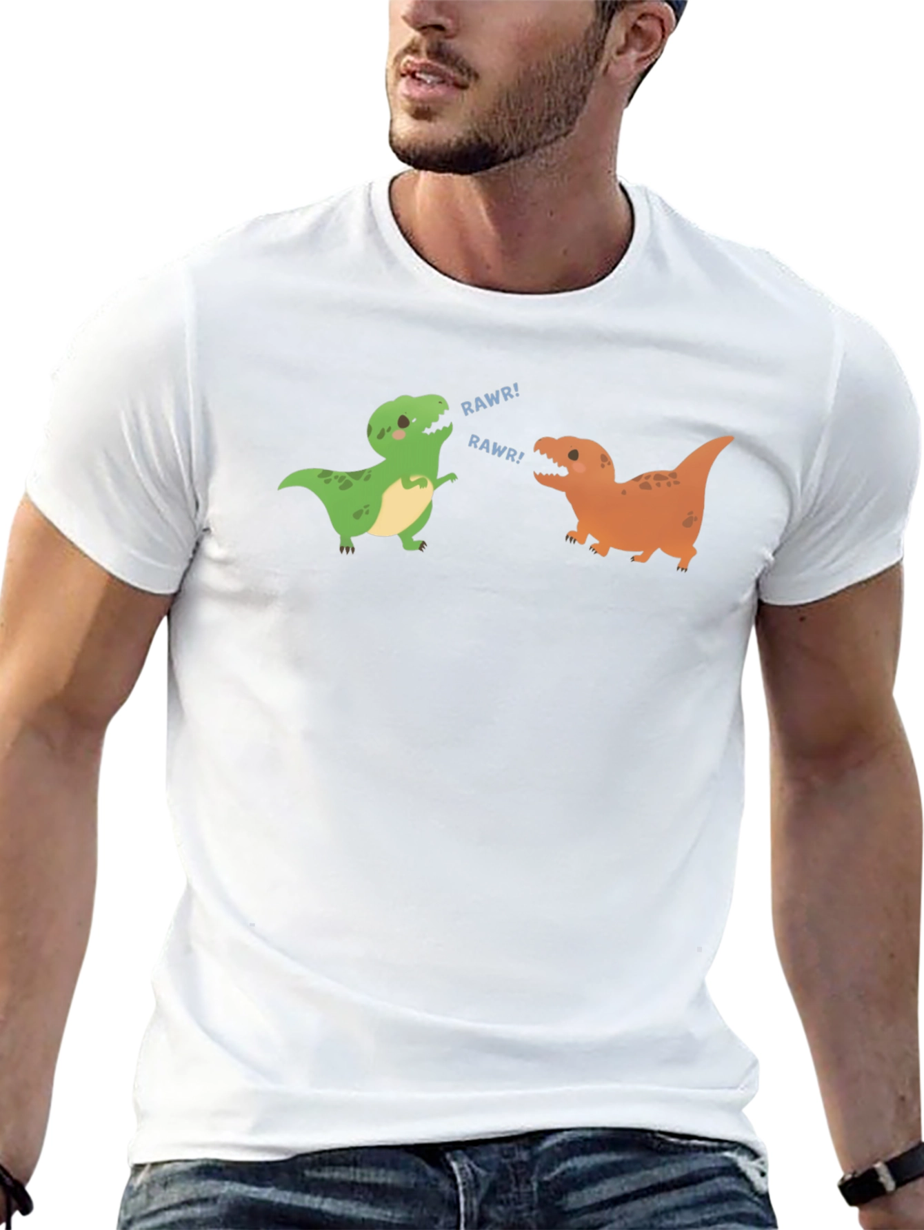 Dinosaur Rawr Graphic Tee - Black Cotton T-Shirt