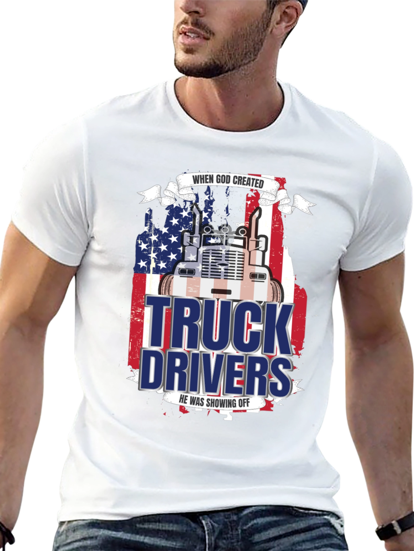 Trucker Pride T-Shirt - God Created Truck Drivers