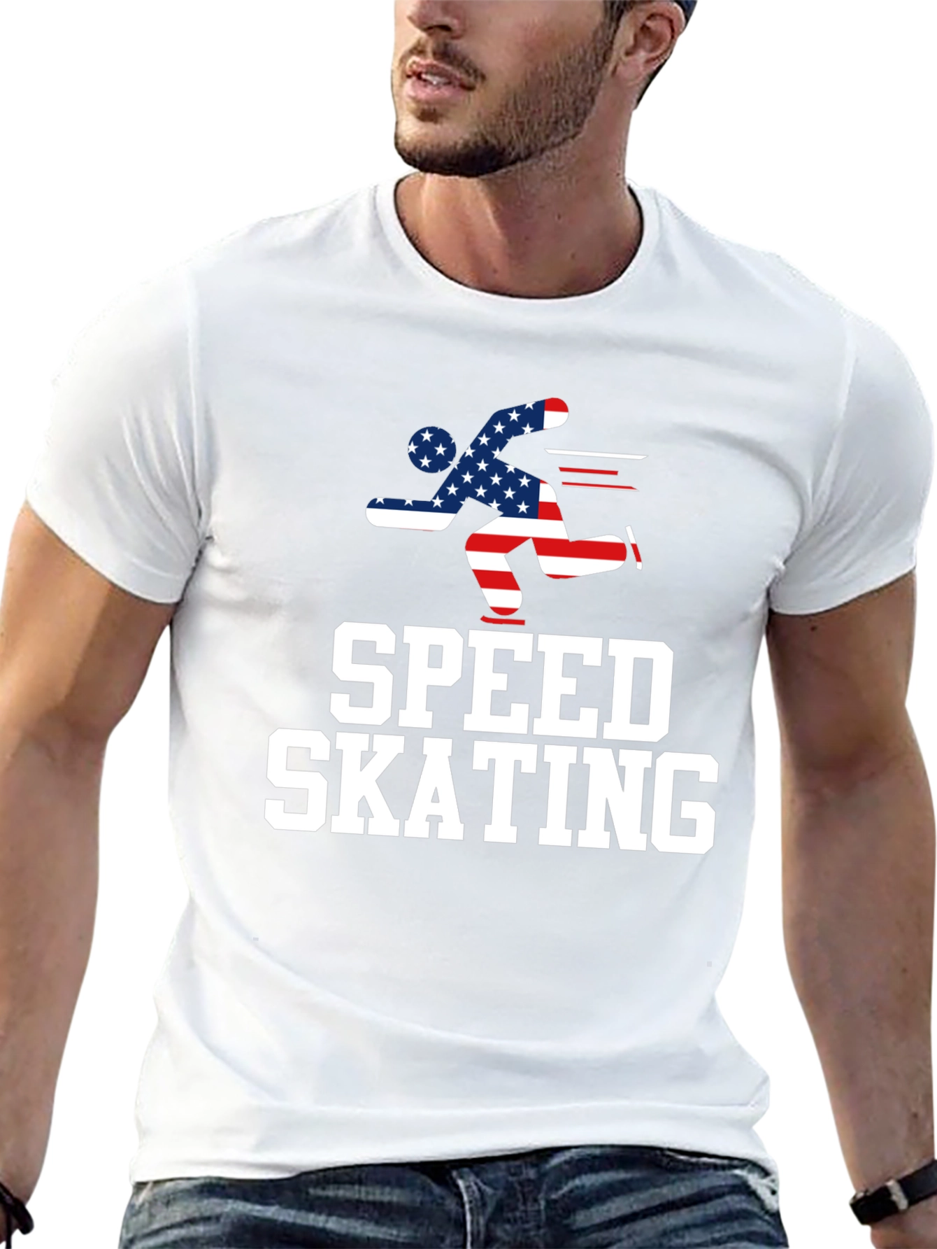 Speed Skating USA Flag T-Shirt