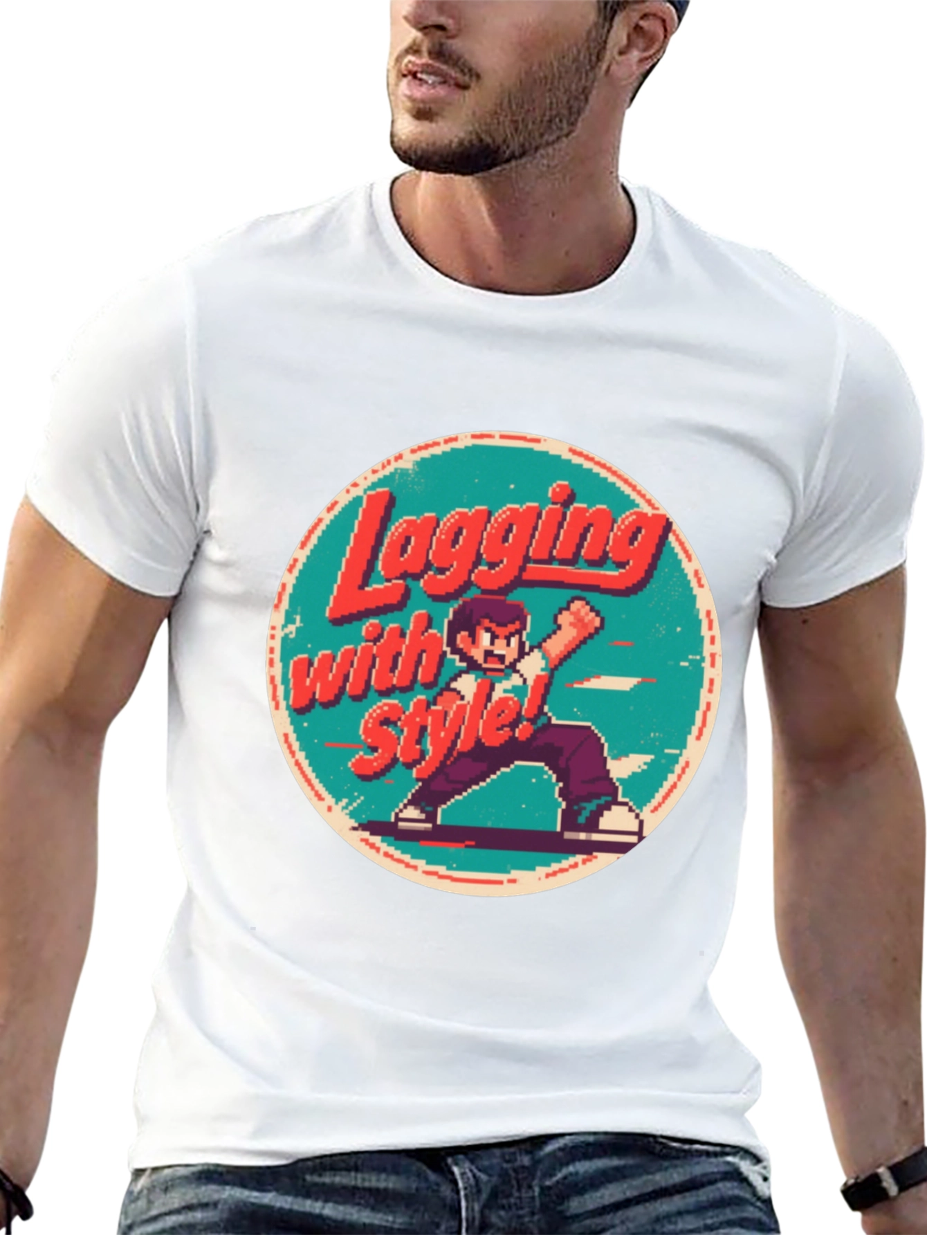 Retro Gaming Style T-Shirt - Lagging with Style