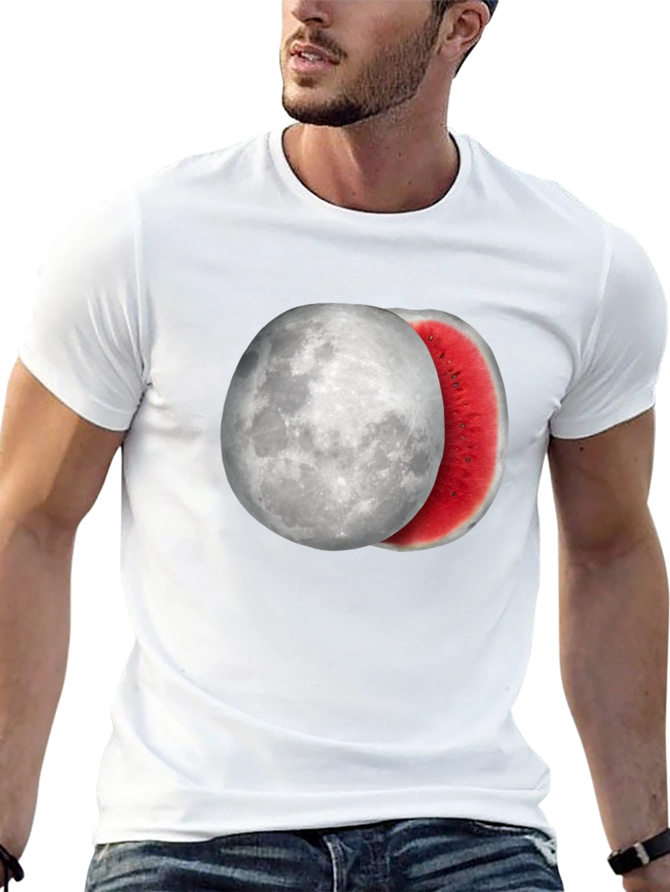 Moon Watermelon Graphic Tee - Cool Summer Style