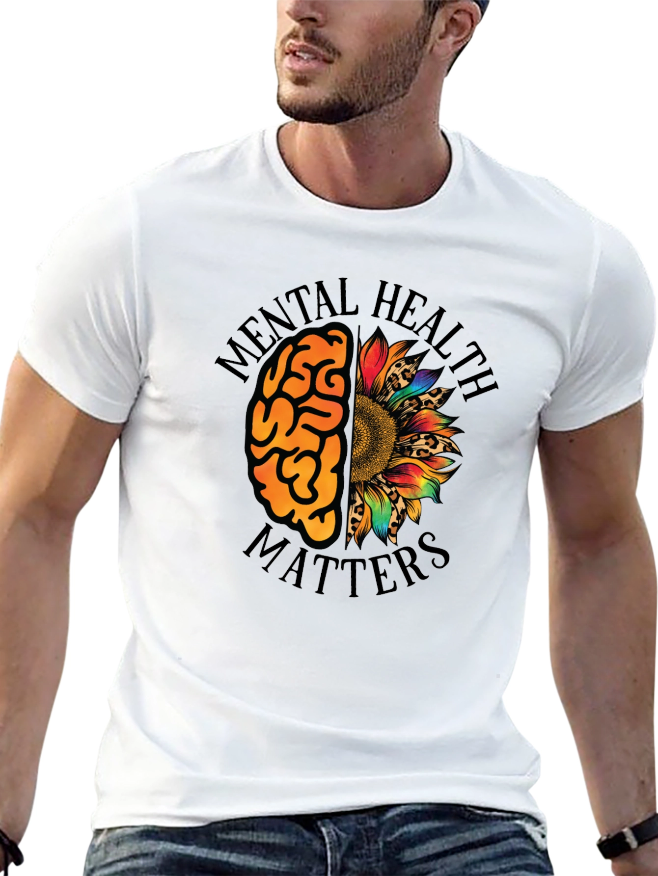 Mental Health Matters Brain & Sunflower T-Shirt