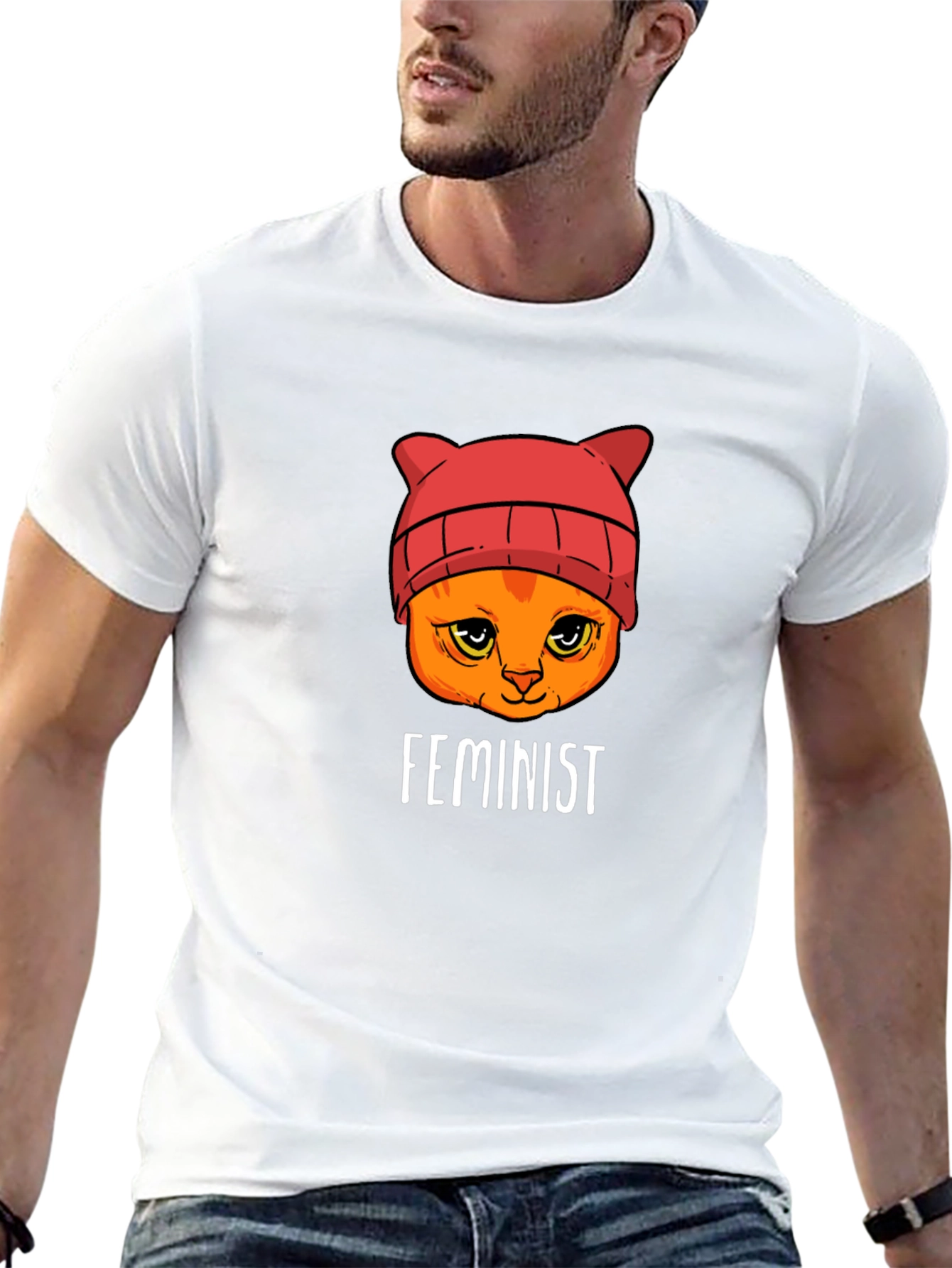 Feminist Cat T-Shirt - Black Unisex Tee