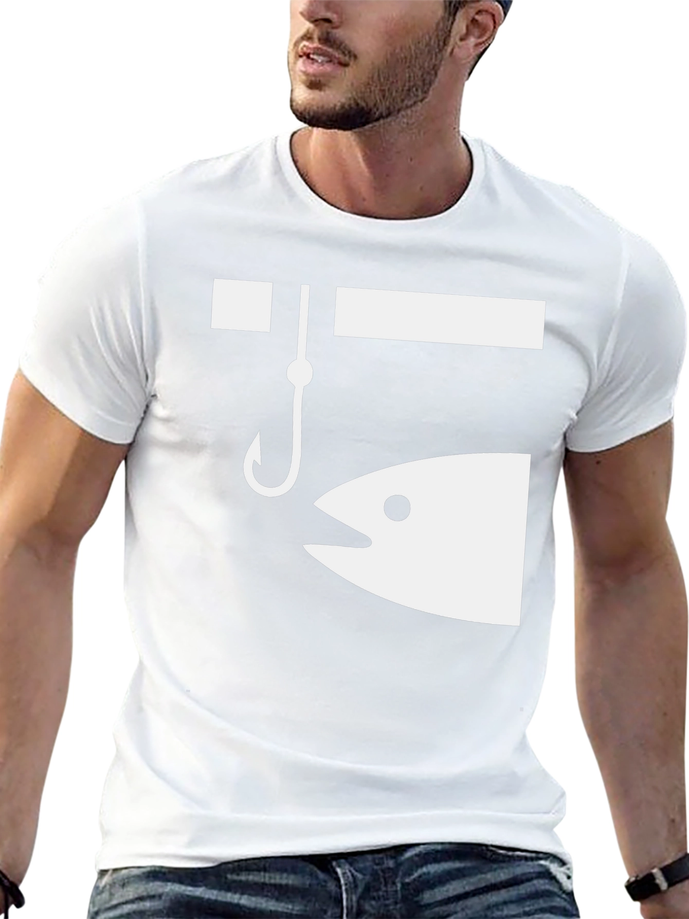 Funny Fishing Hook & Fish Graphic T-Shirt