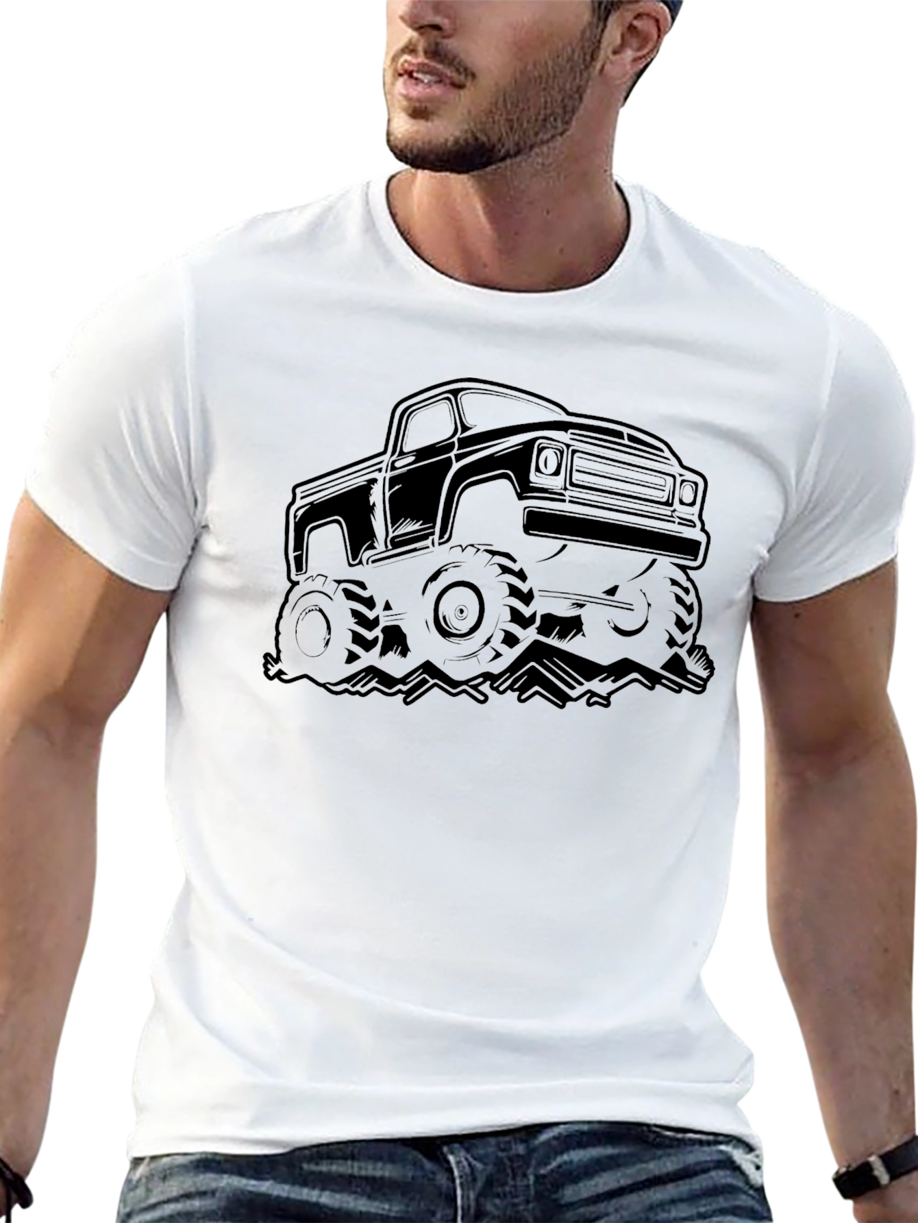 Monster Truck Graphic Tee - Bold Black Print