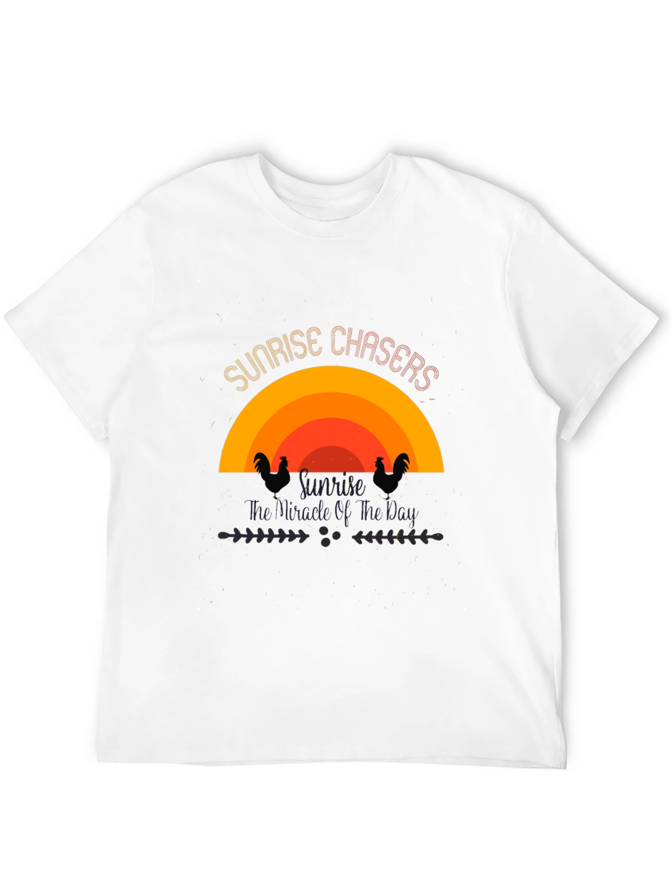 Sunrise Chasers Graphic Tee - Black Cotton Casual