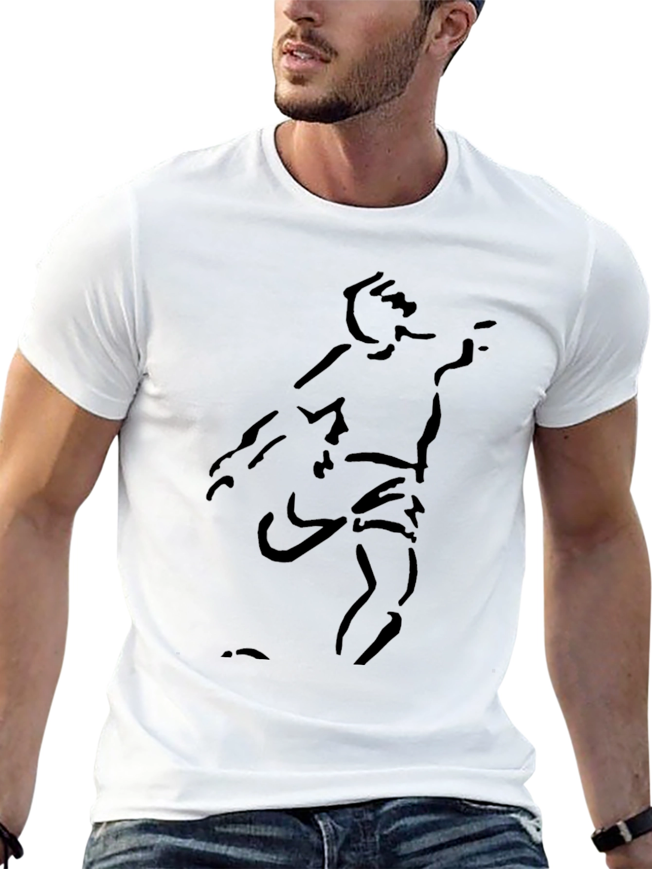 Minimalist Sketch Graphic Black T-Shirt