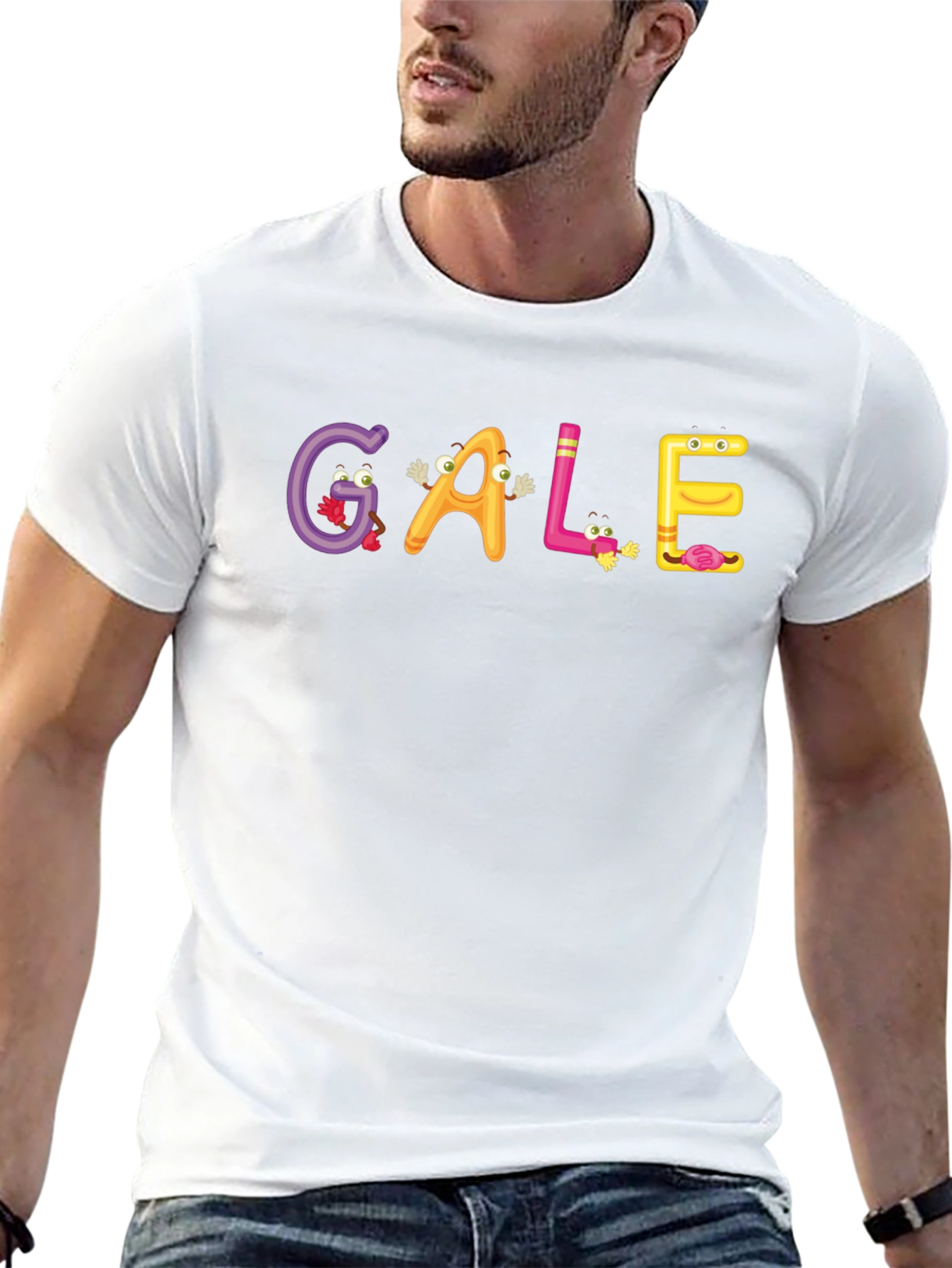 GALE Cartoon Letter Graphic Black T-Shirt