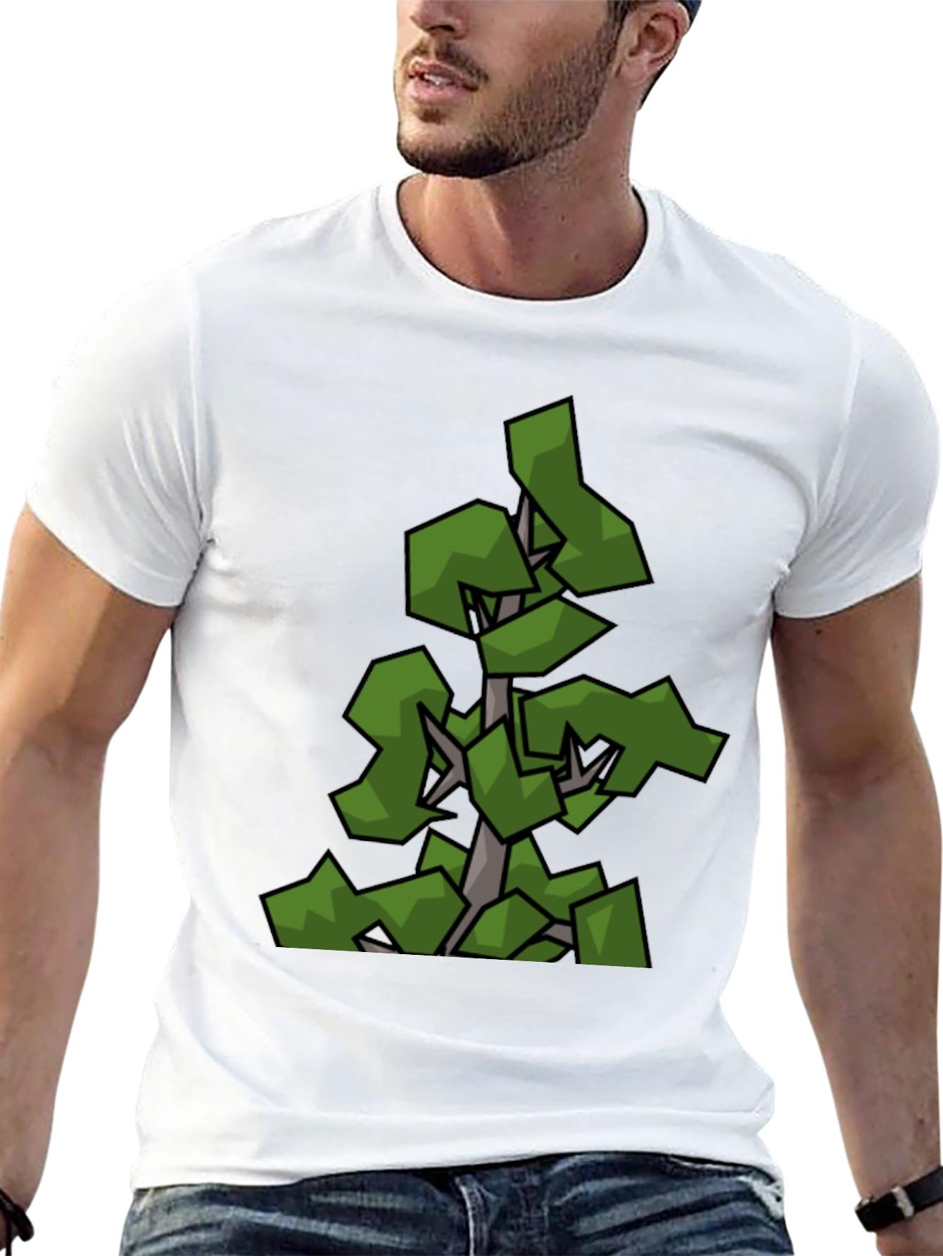 Geometric Tree Graphic Black T-Shirt