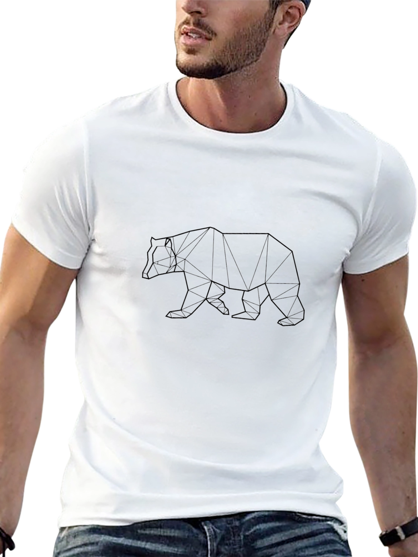 Geometric Bear T-Shirt - Black Graphic Tee