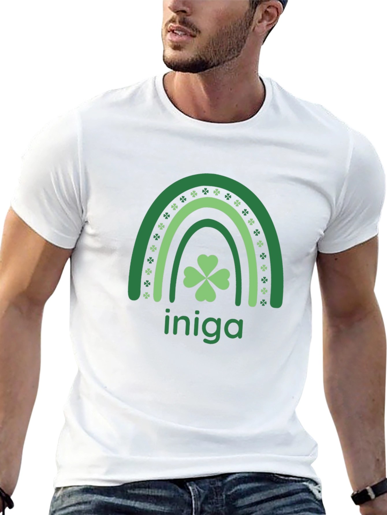 St. Patricks Day Iniga Rainbow Shamrock T-Shirt