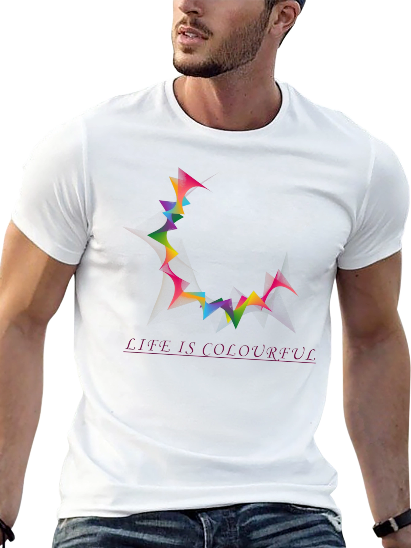 Life is Colourful Mens Black Graphic Tee