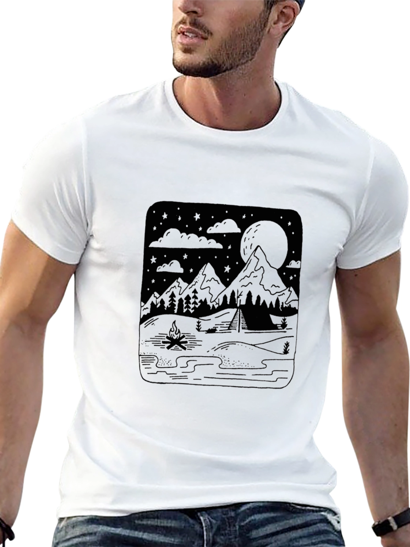Mens Graphic Tee - Camping Under the Stars