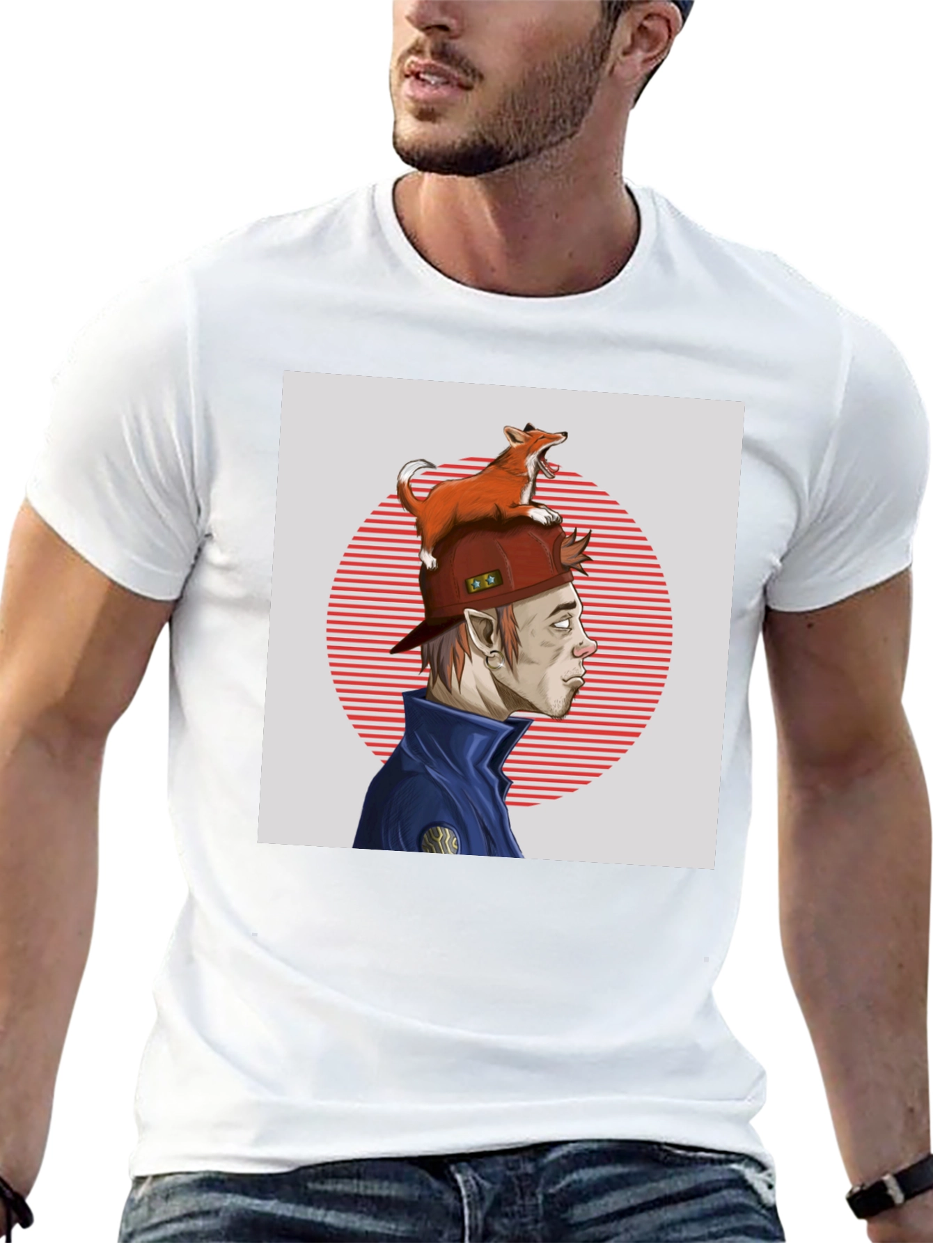 Fox Hat Guy Graphic Tee - Cool Cartoon Style
