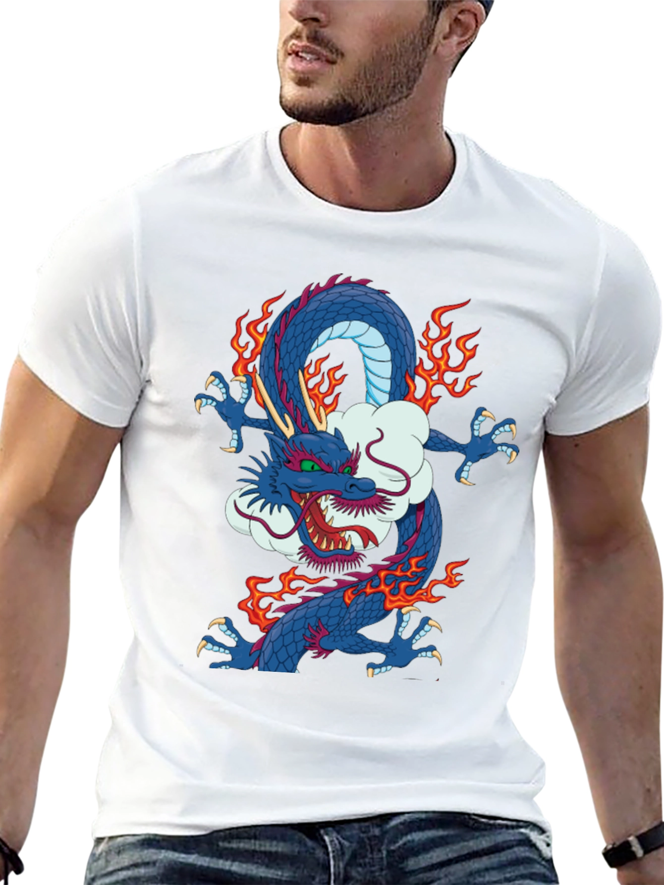 Dragon Graphic Print Crew Neck T-Shirt