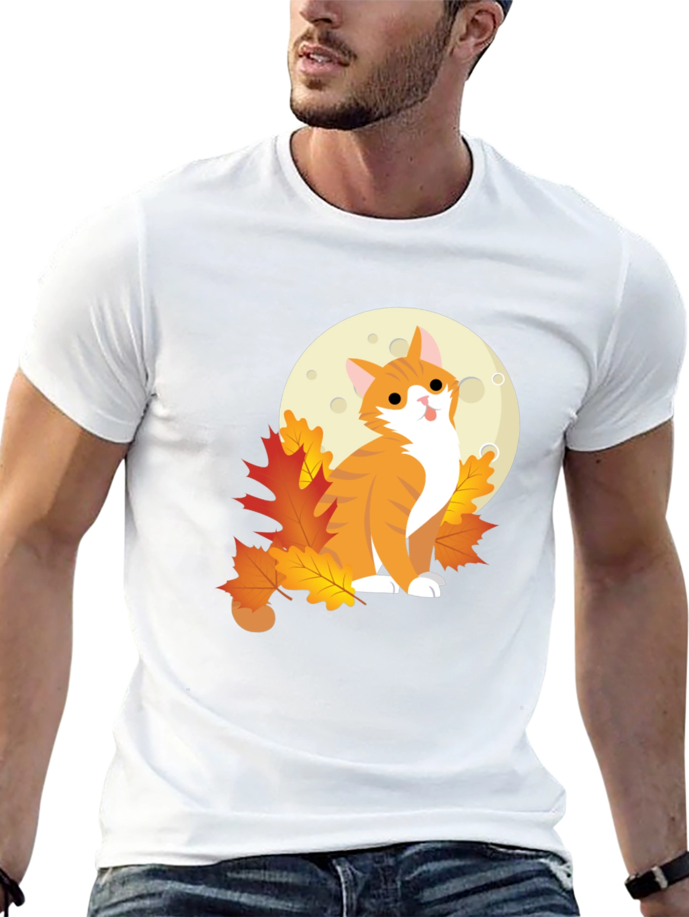 Autumn Cat Moon Graphic Tee