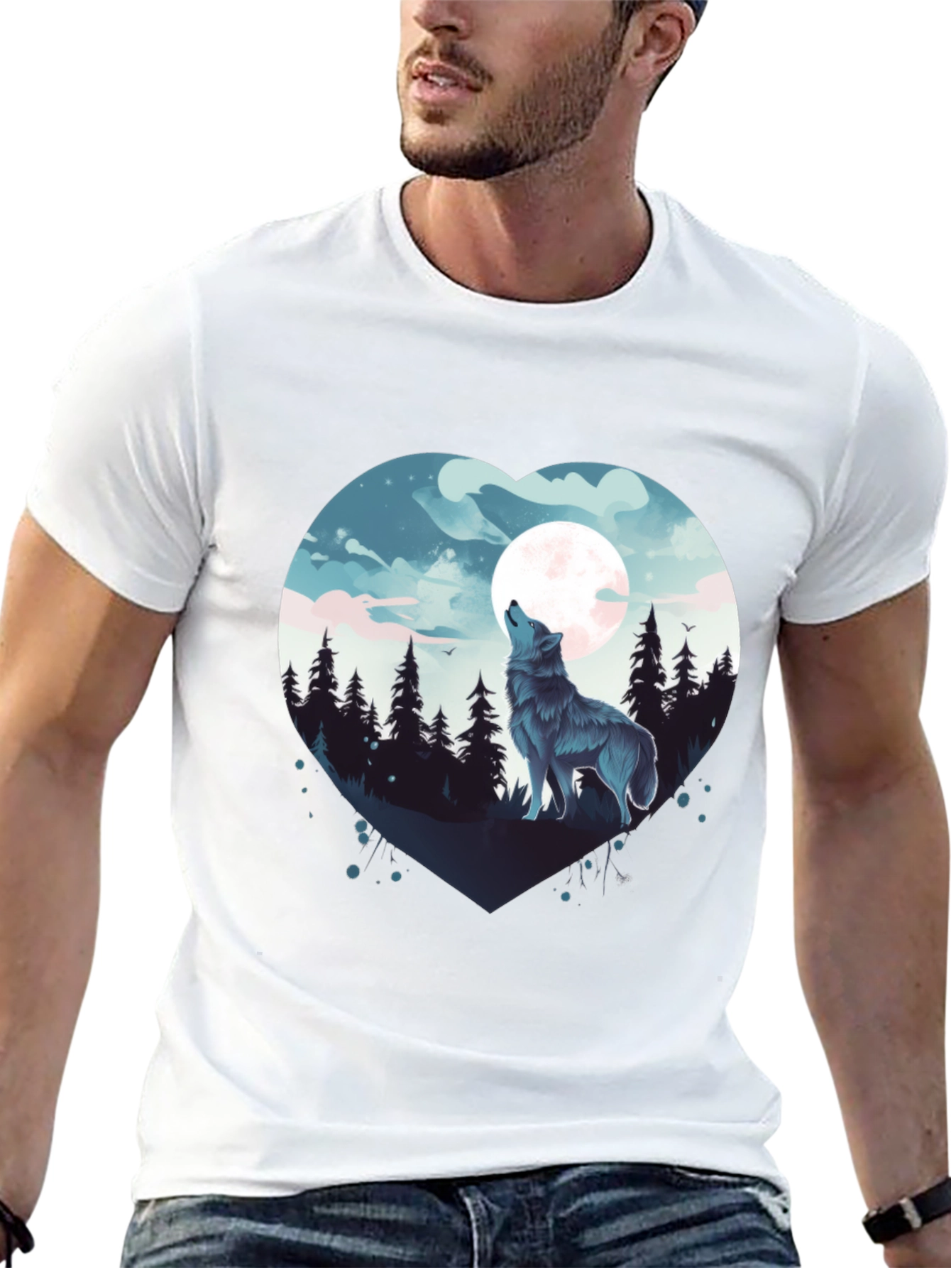 Wolf Moon Heart Graphic Tee - Black