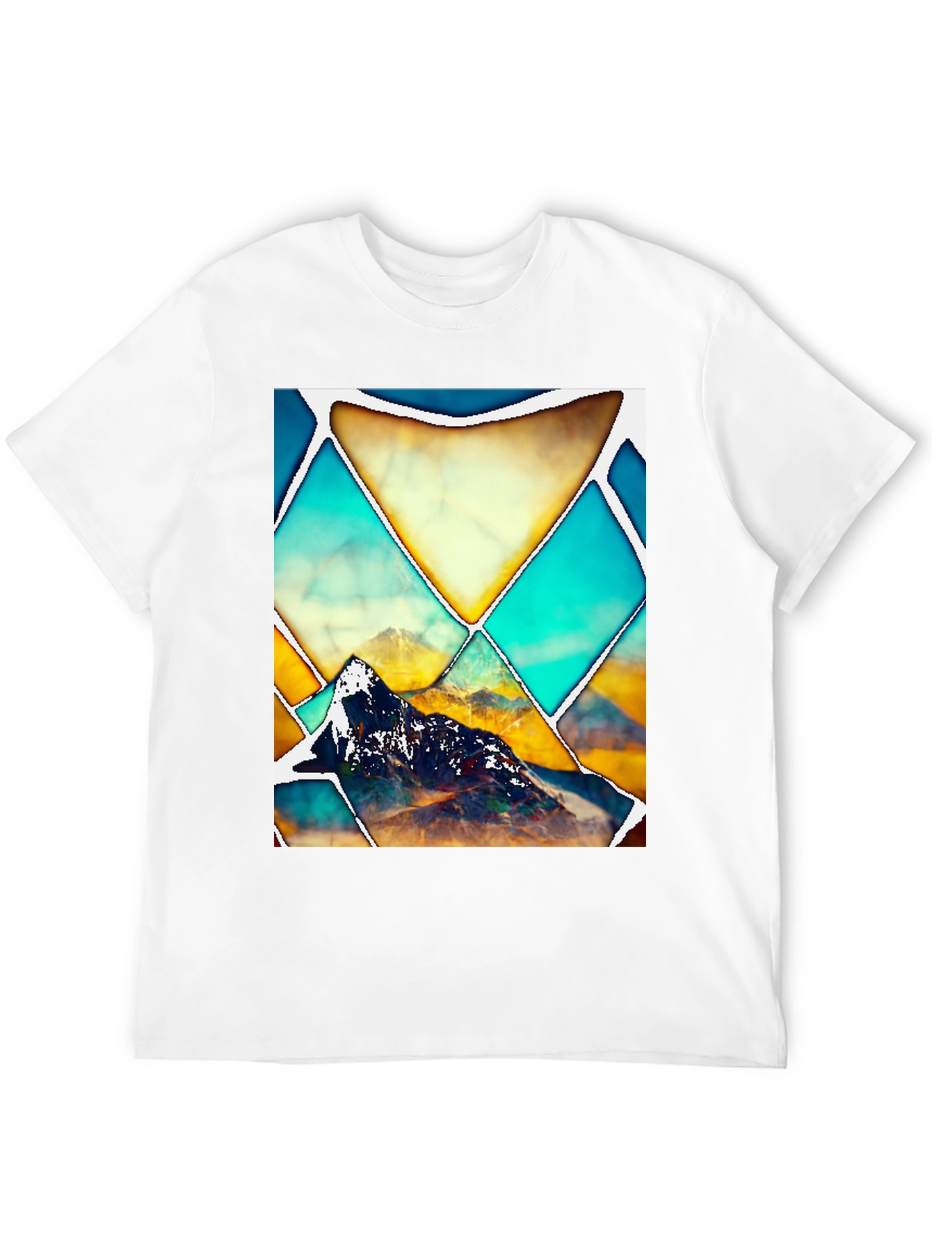 Geometric Mountain Graphic Tee - Stylish Unisex T-Shirt