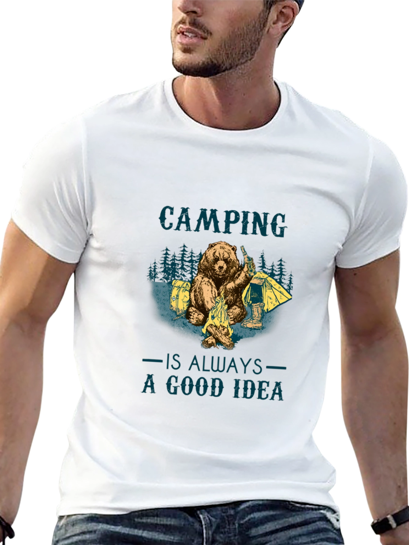 Camping Bear Graphic Tee - Adventure Ready