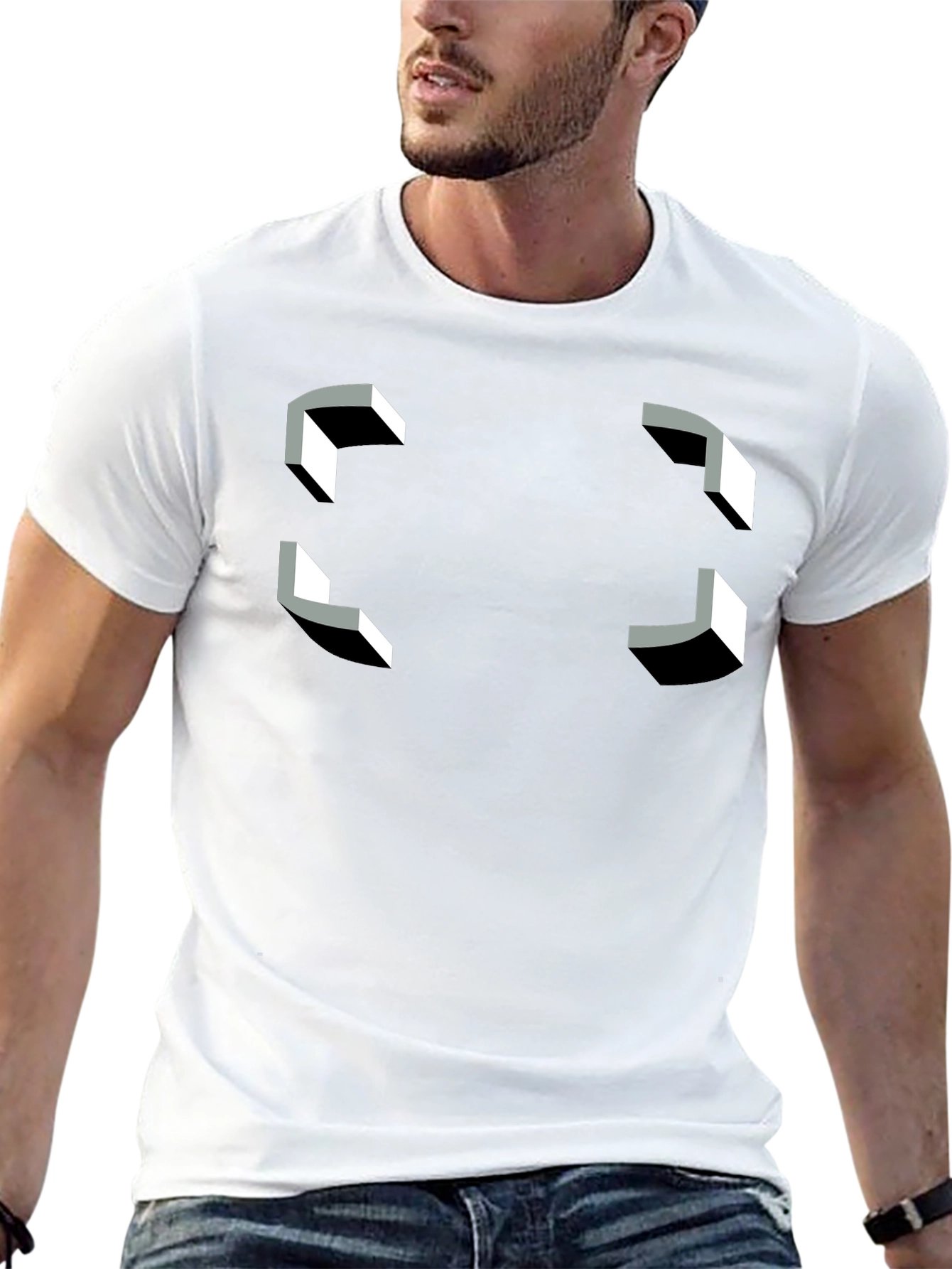 Optical Illusion T-Shirt - Geometric Perspective Tee