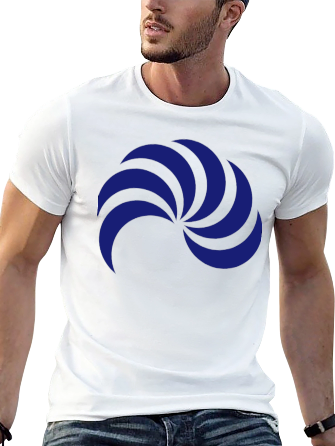 Stylish Black T-Shirt with Blue Abstract Graphic Print