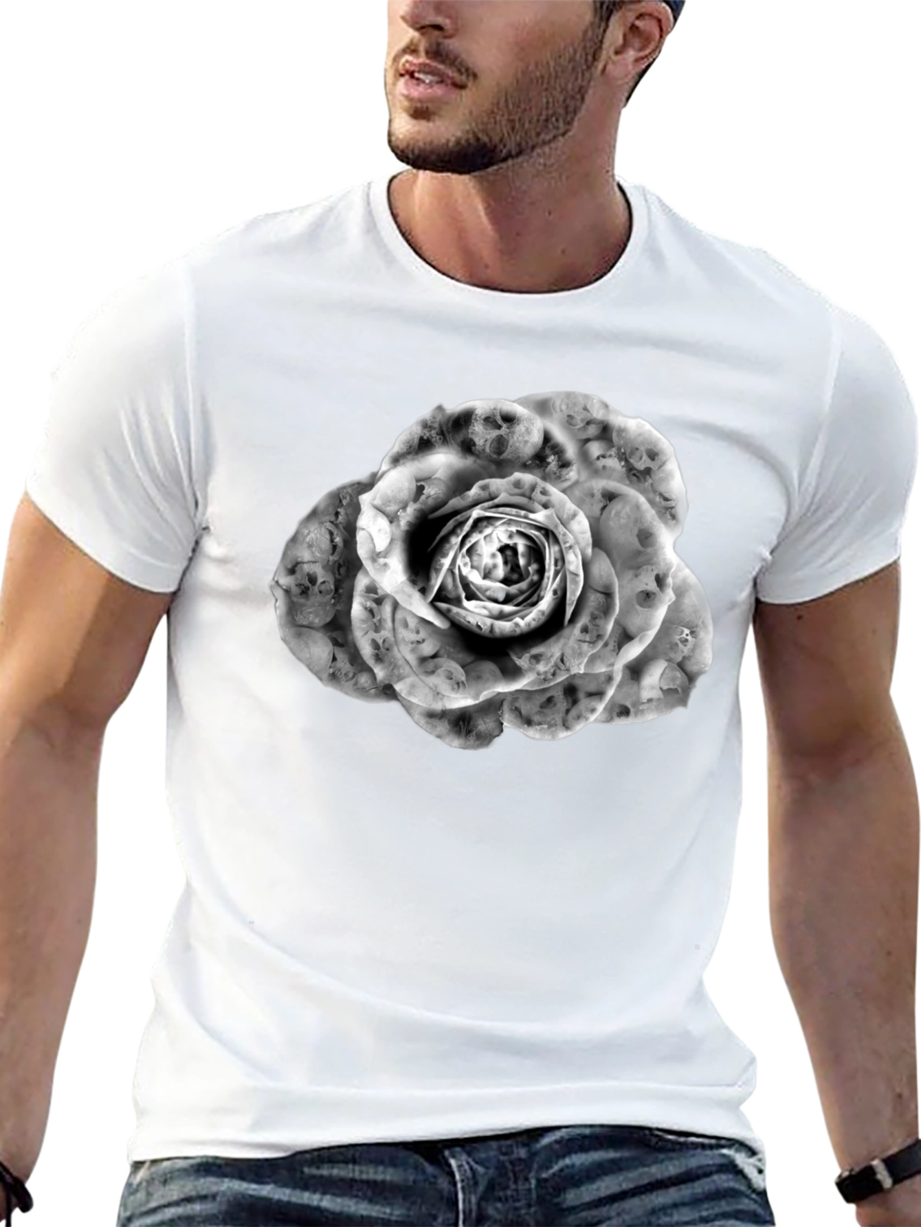 Skull Rose Graphic Tee - Mens Fashion