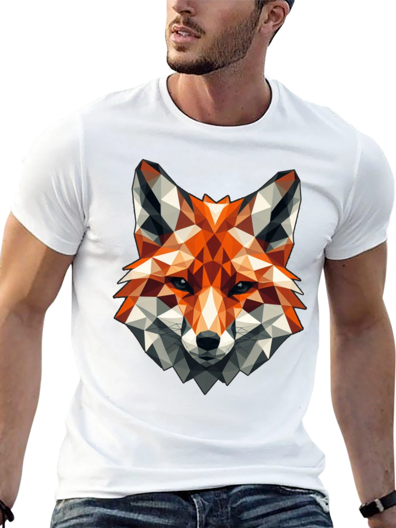 Geometric Fox Graphic Tee - Stylish Black T-Shirt