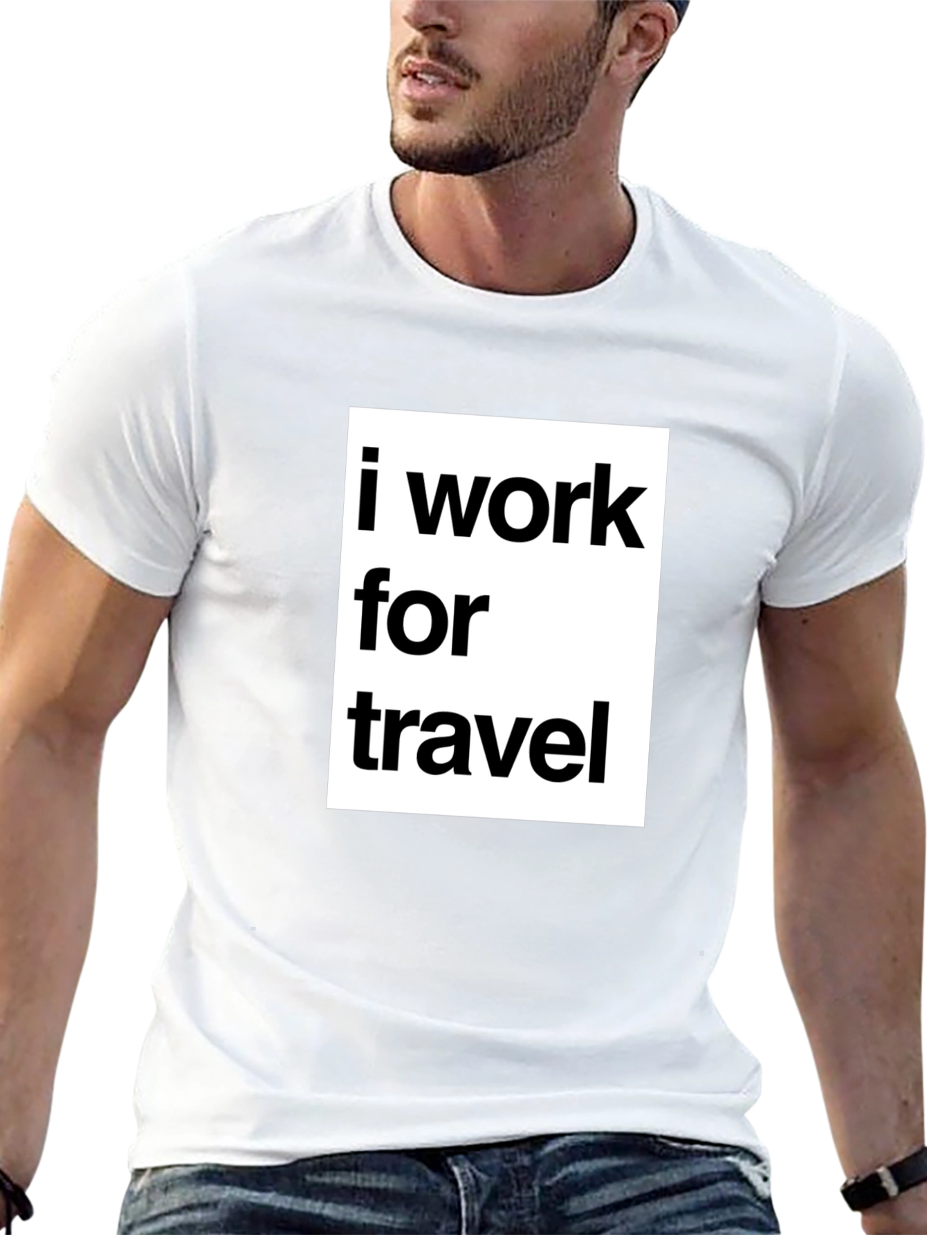 I Work for Travel Black Graphic T-Shirt