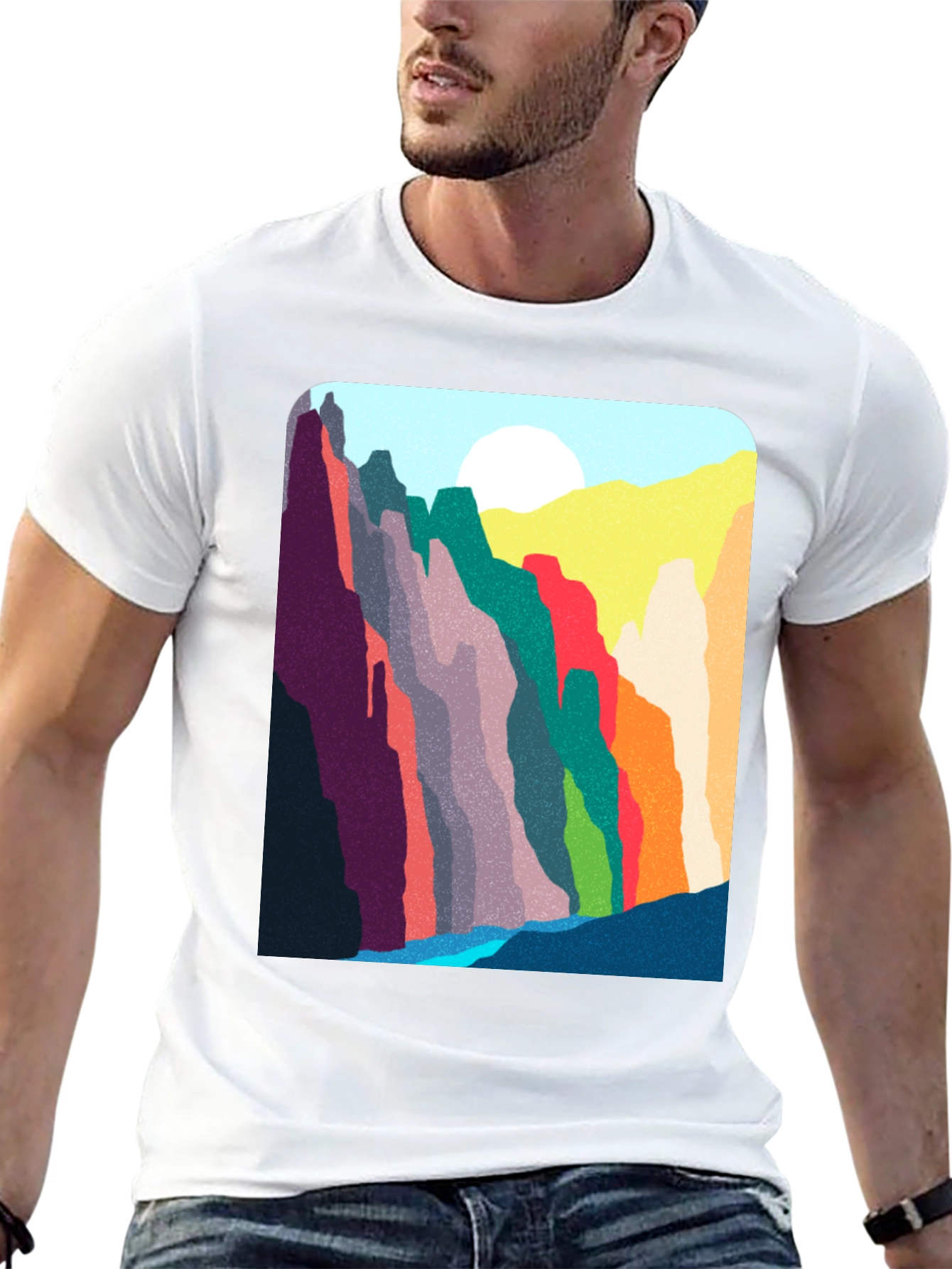 Abstract Mountain Range Graphic T-Shirt
