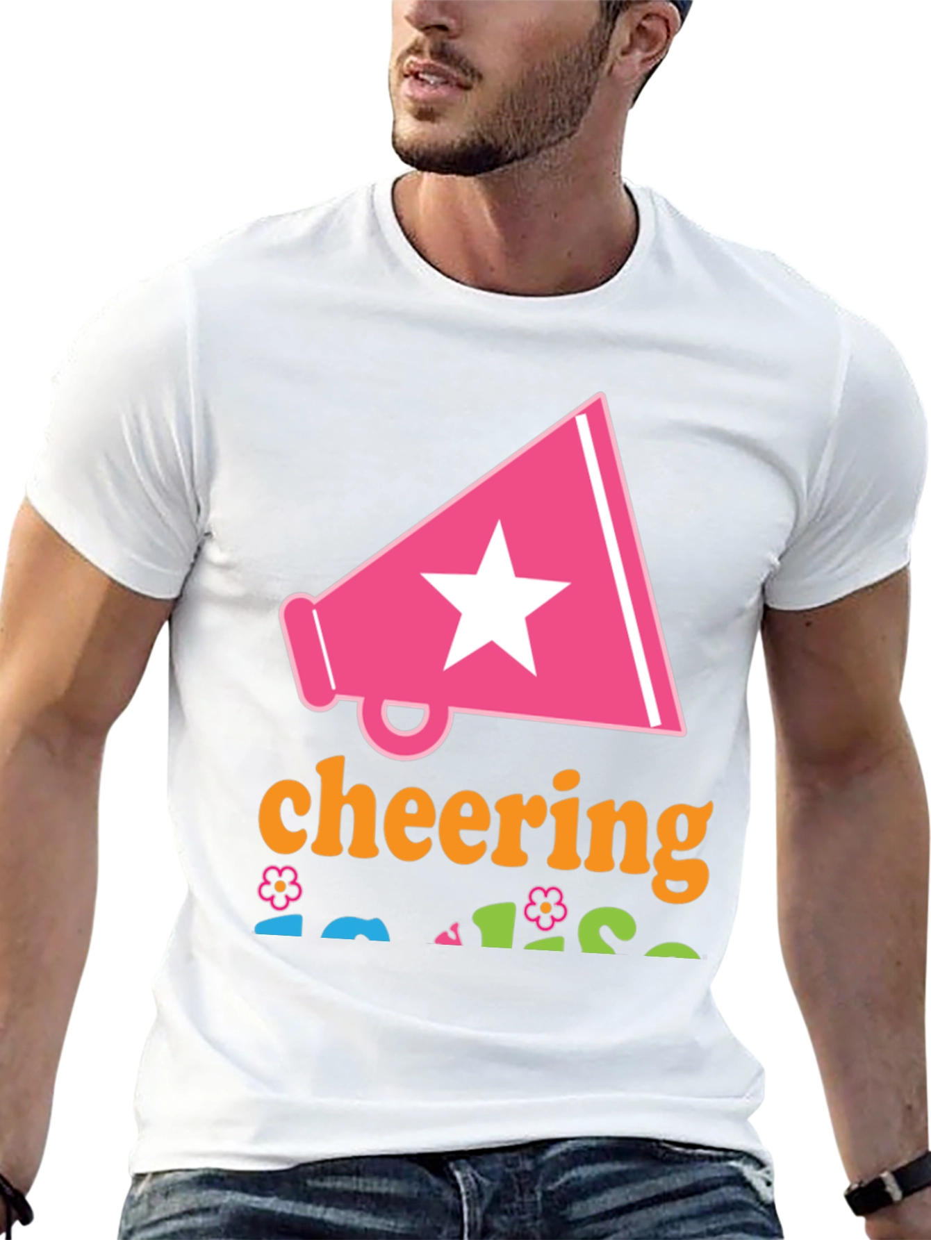 Cheering T-Shirt with Megaphone Star Design