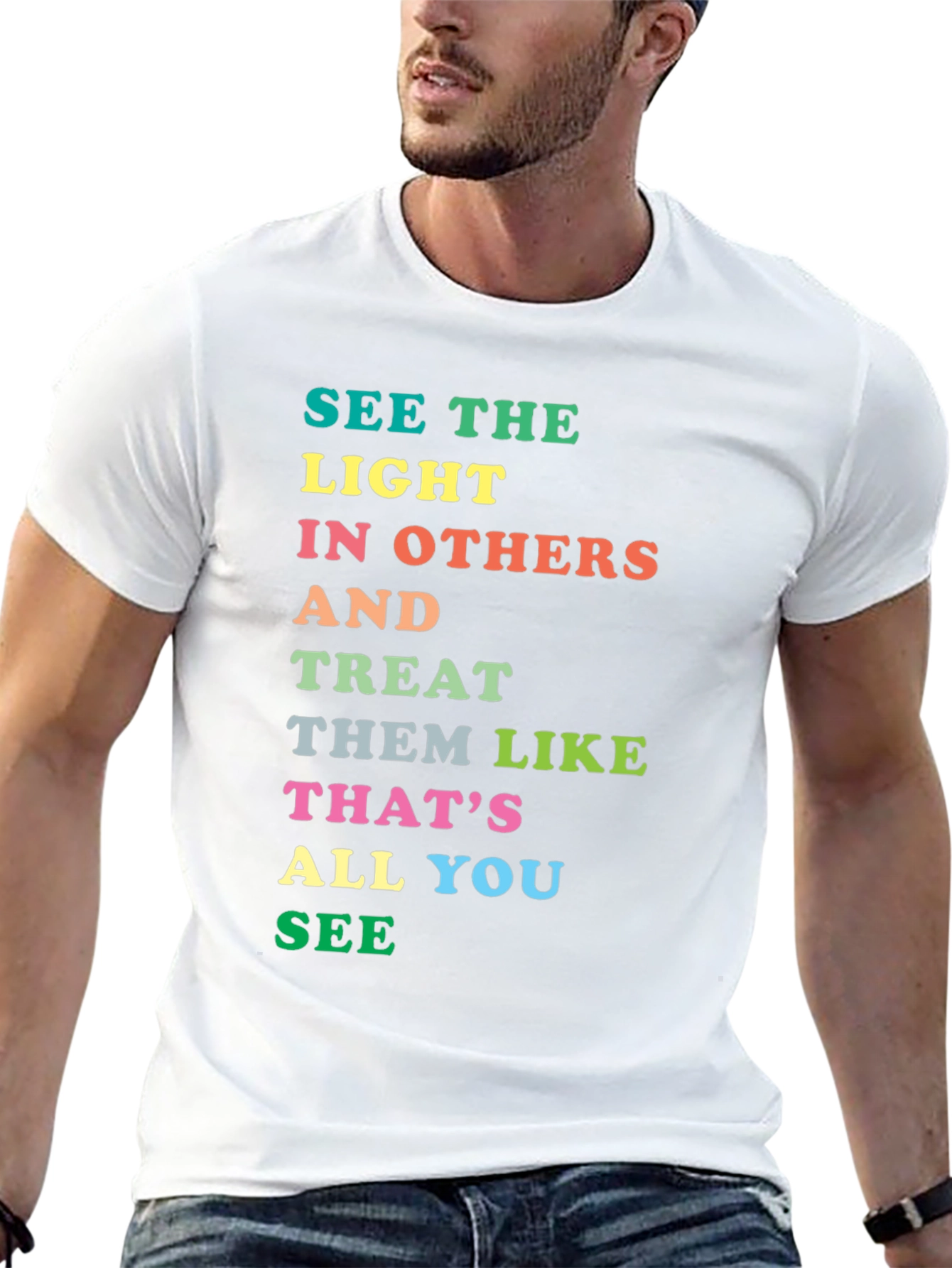 Inspirational Rainbow Text Graphic T-Shirt