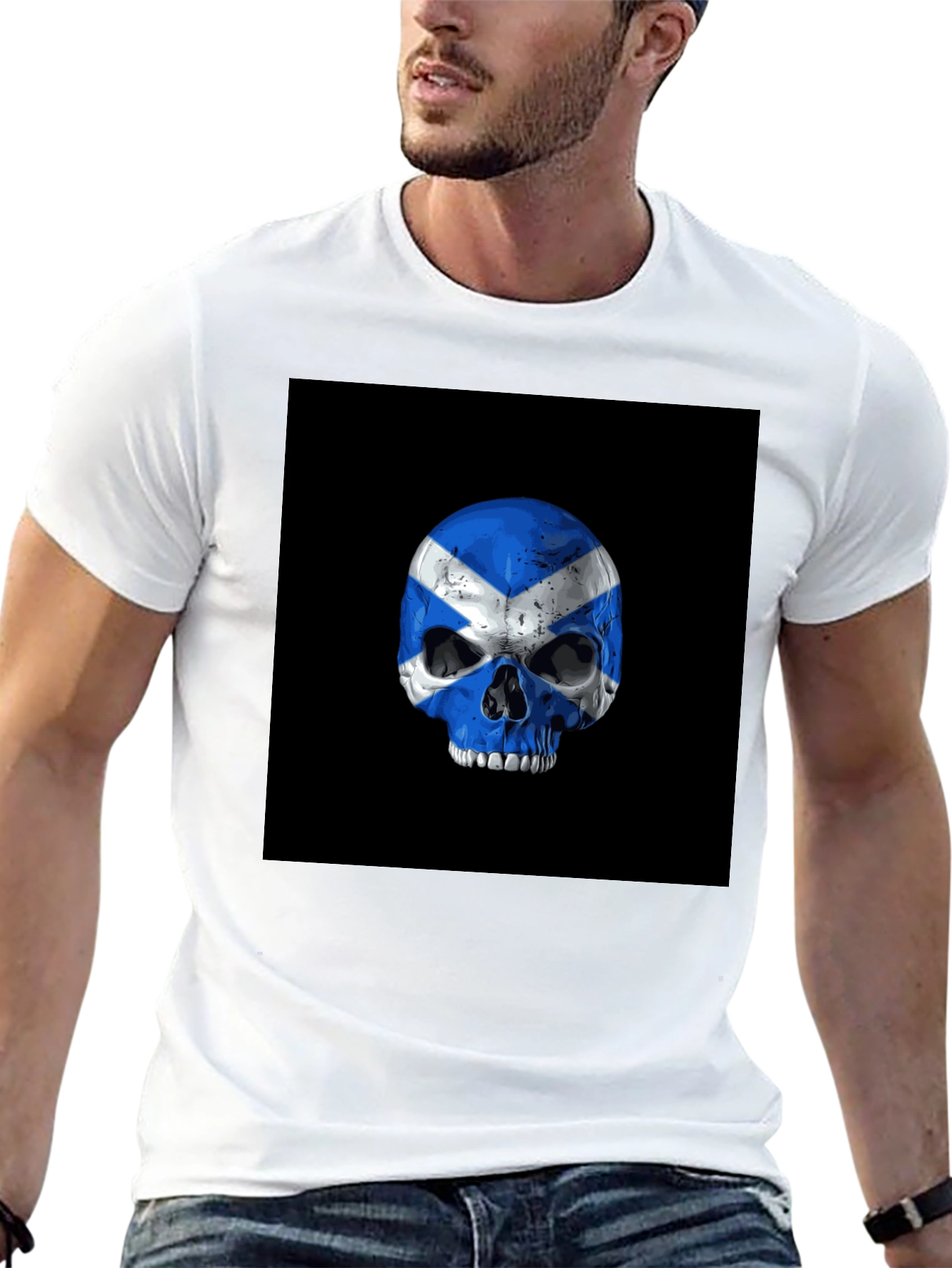 Scottish Flag Skull Graphic T-Shirt