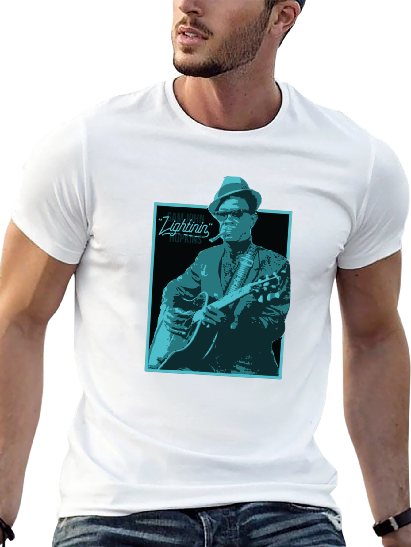 Lightnin Hopkins Graphic Tee - Black Cotton T-Shirt