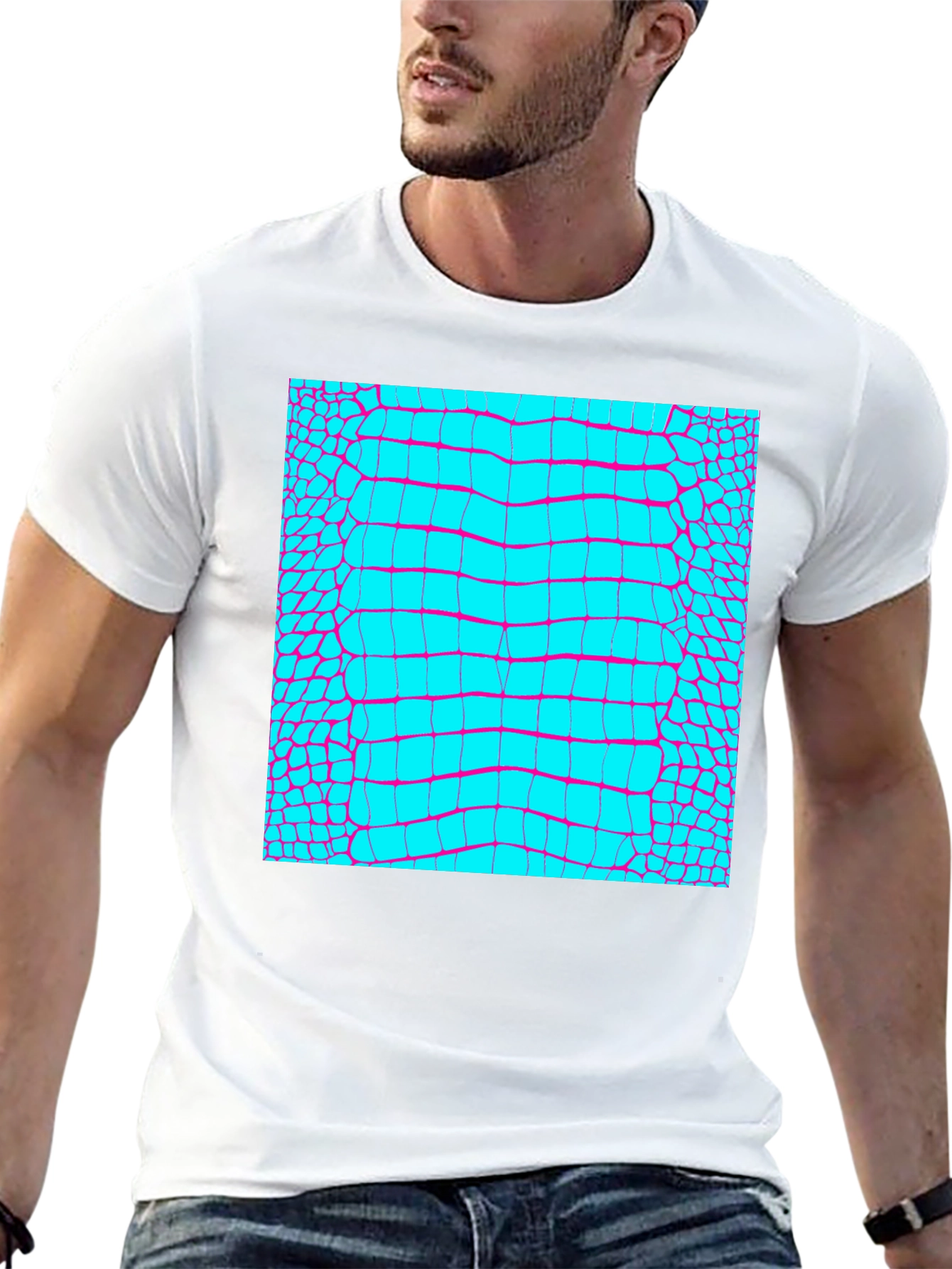 Reptile Skin Graphic Tee - Trendy Alligator Print